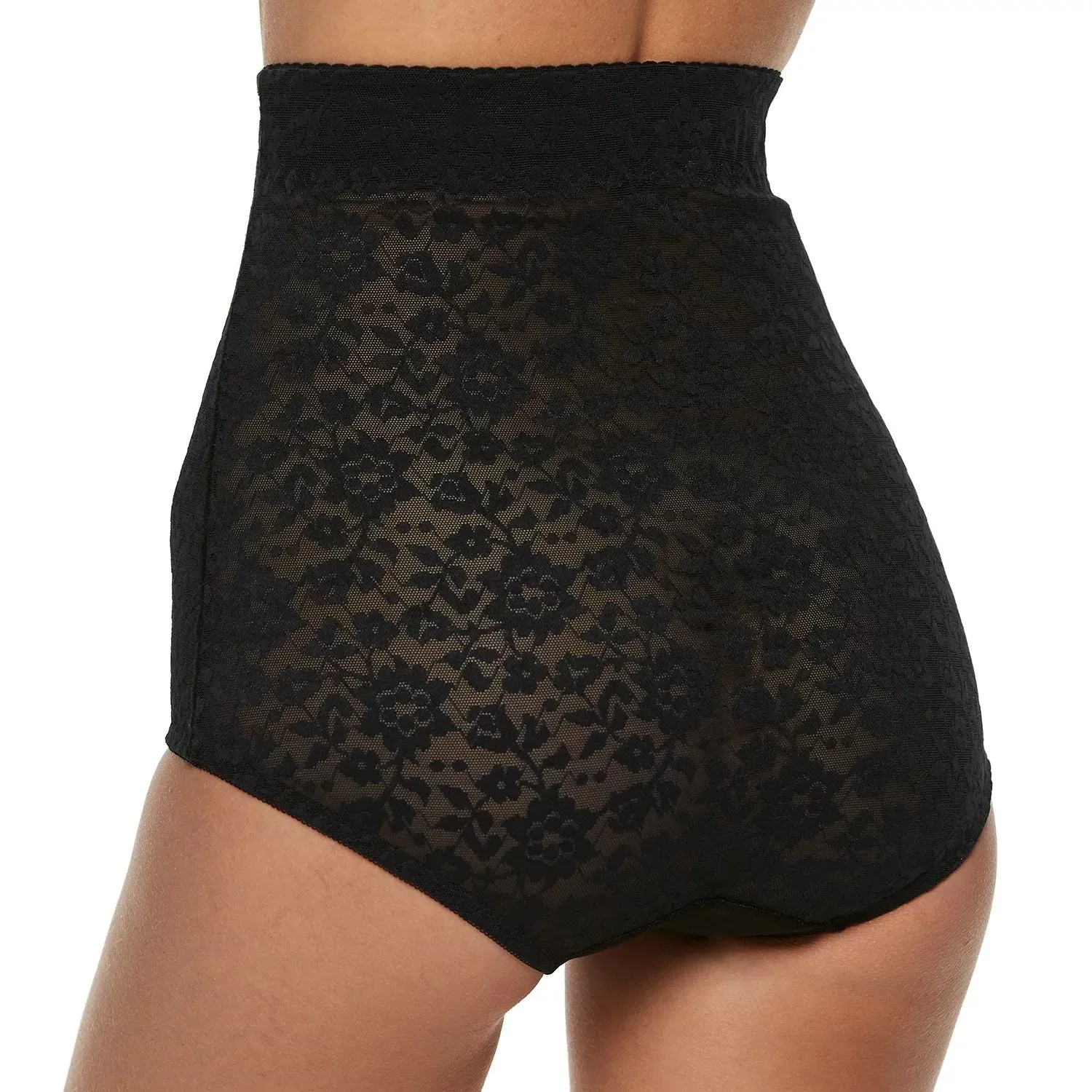 Lunaire Firm Control 469-K Lunaire Women's Lace High Waist Briefs, Black