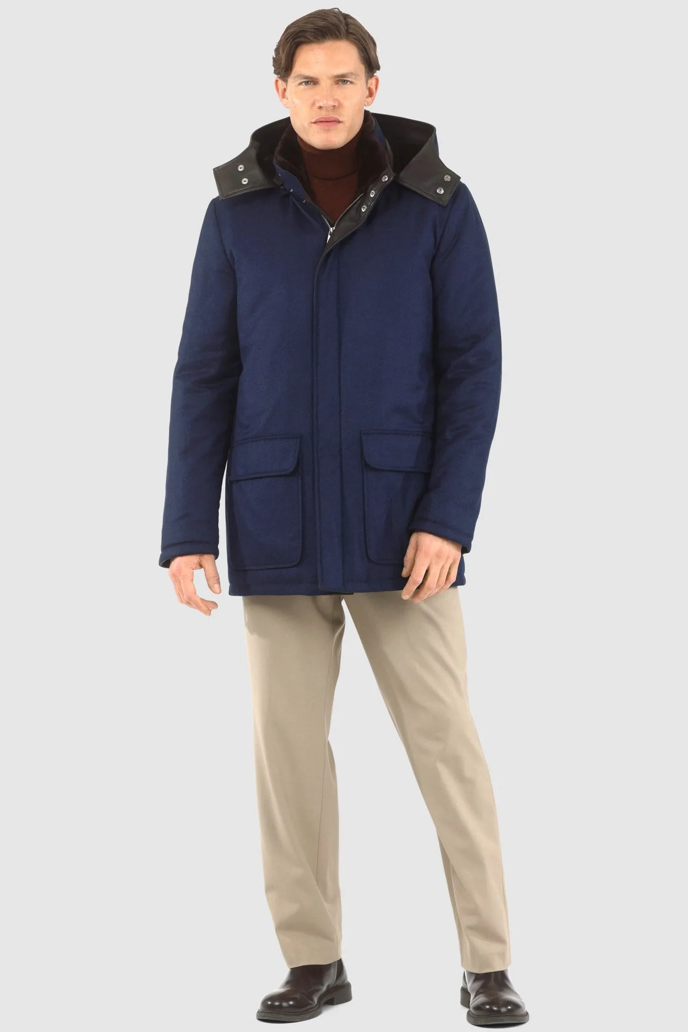 Men's Loro Piana Cashmere & Wool Parka with Select Shearling Lamb Lining