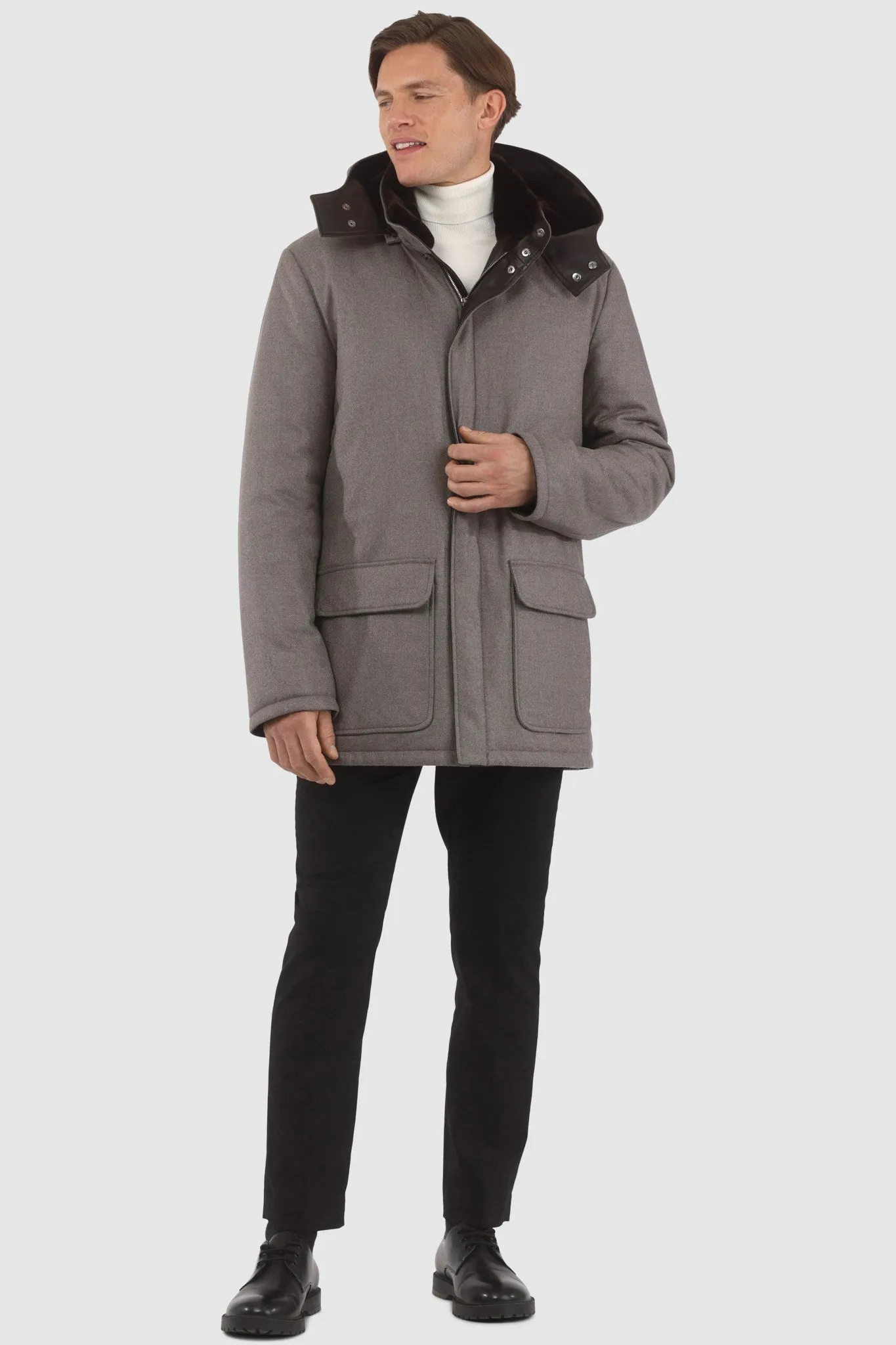 Men's Loro Piana Cashmere & Wool Parka with Select Shearling Lamb Lining