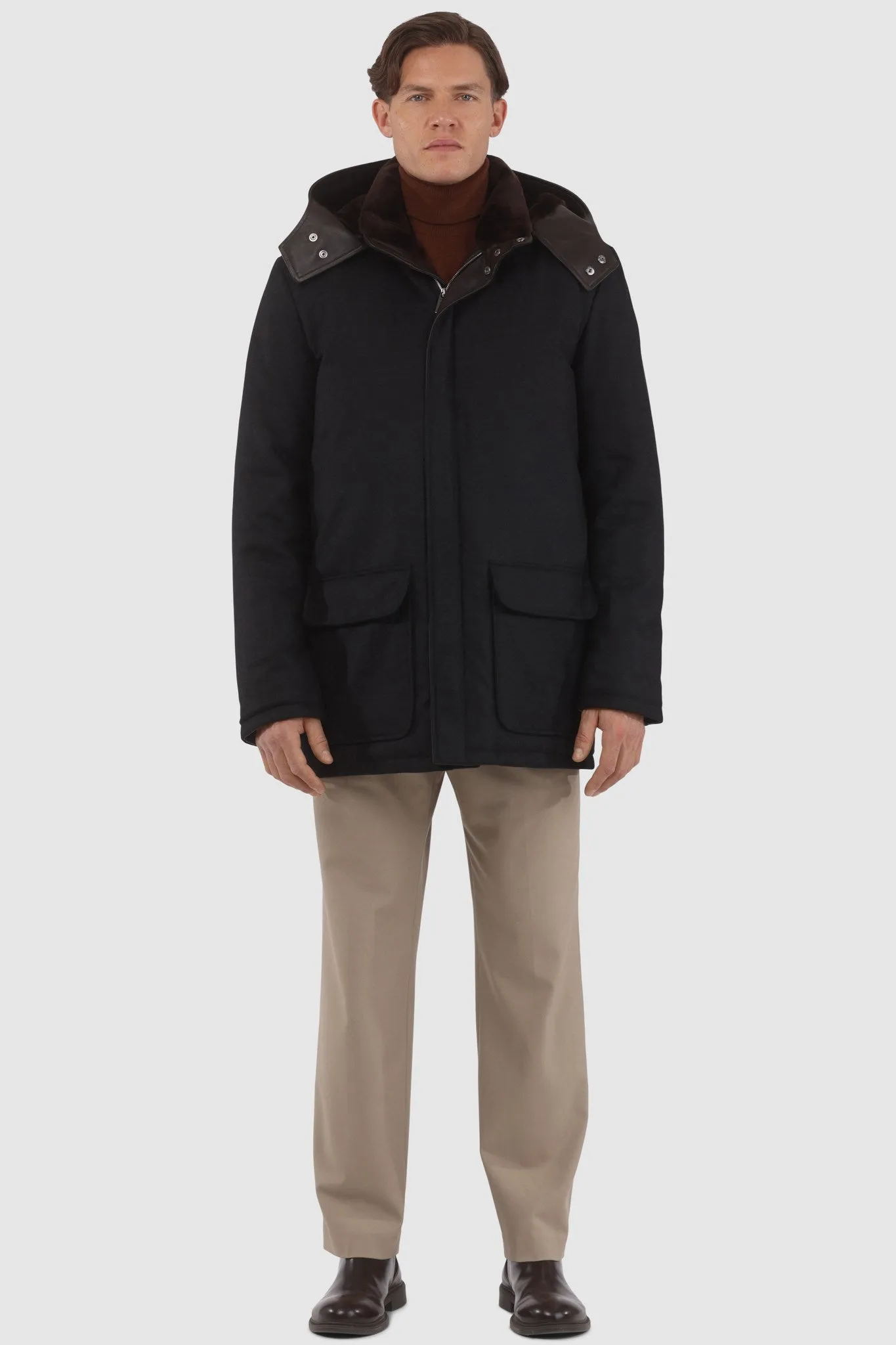 Men's Loro Piana Cashmere & Wool Parka with Select Shearling Lamb Lining