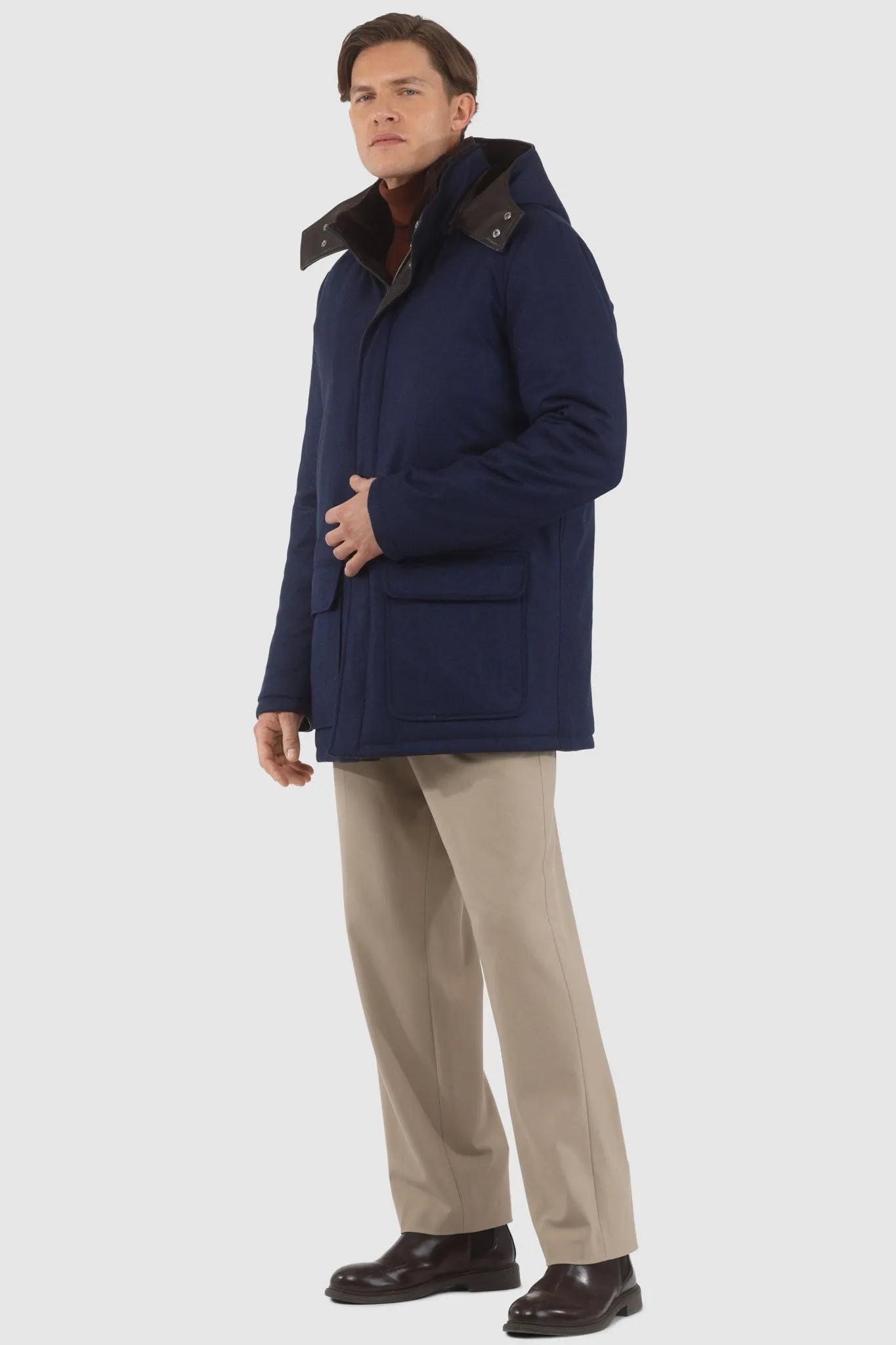 Men's Loro Piana Cashmere & Wool Parka with Select Shearling Lamb Lining