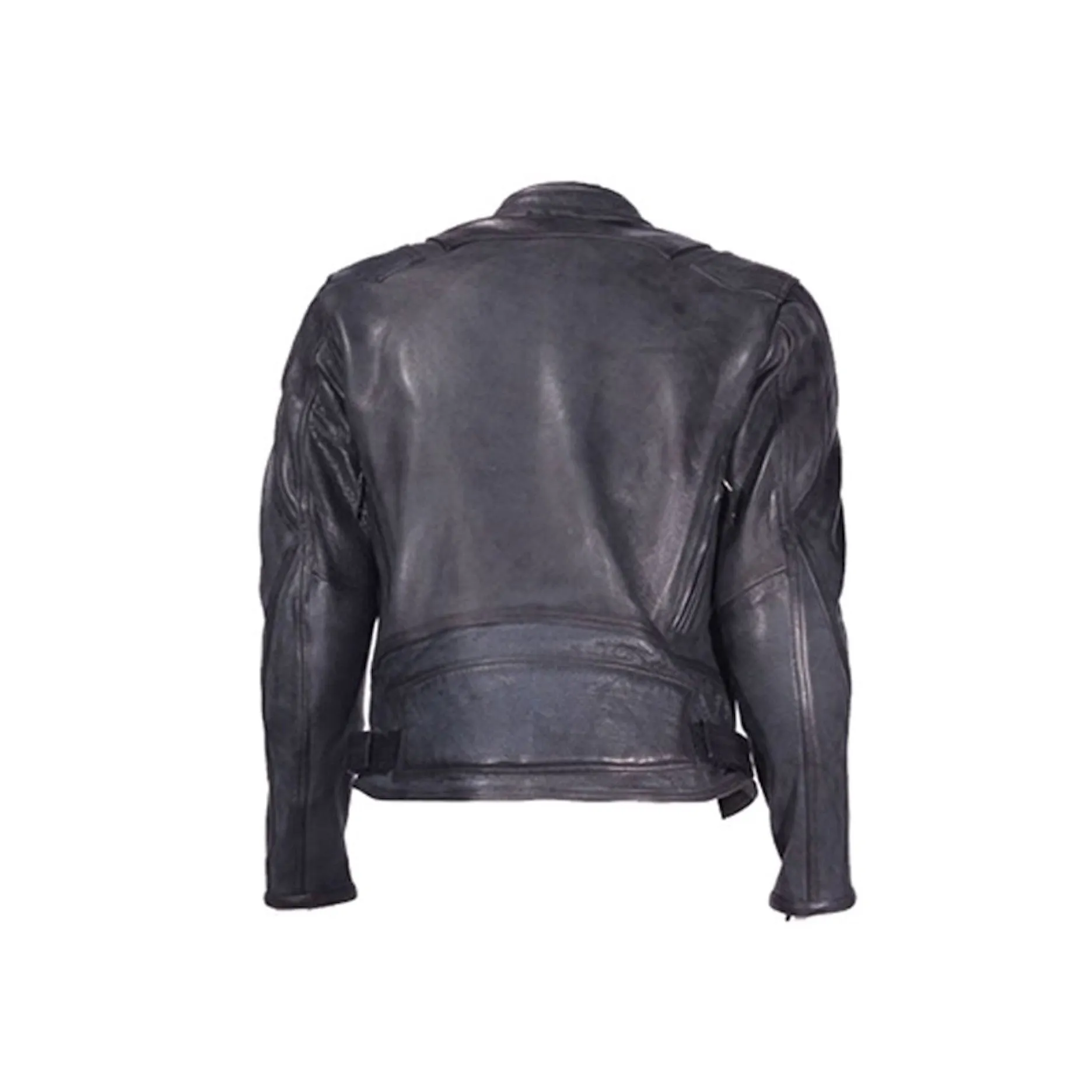 Mens Soft Naked Leather Biker Jacket with Armor Air Vents and Solid Back for Patches