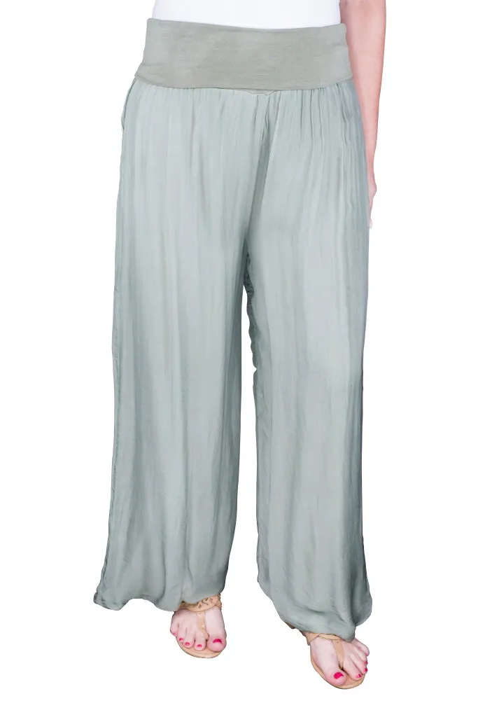 Mercedes Foldover Waist Silk Pant (PL203)