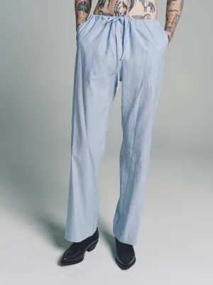 No.198 Striped Blue Linen Trousers