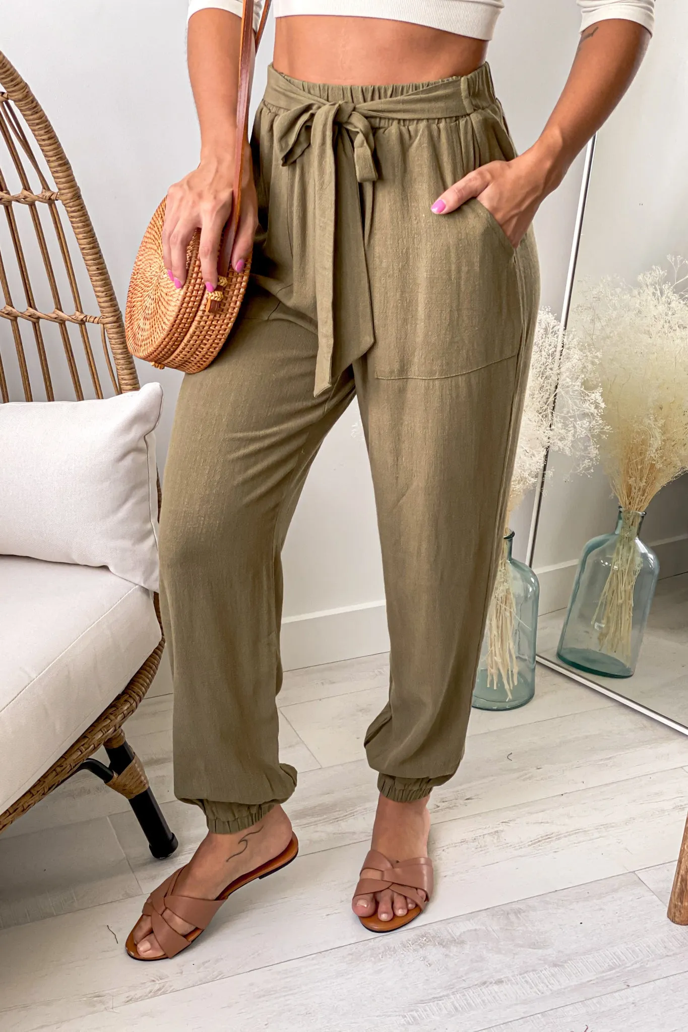 Olive Linen Pants