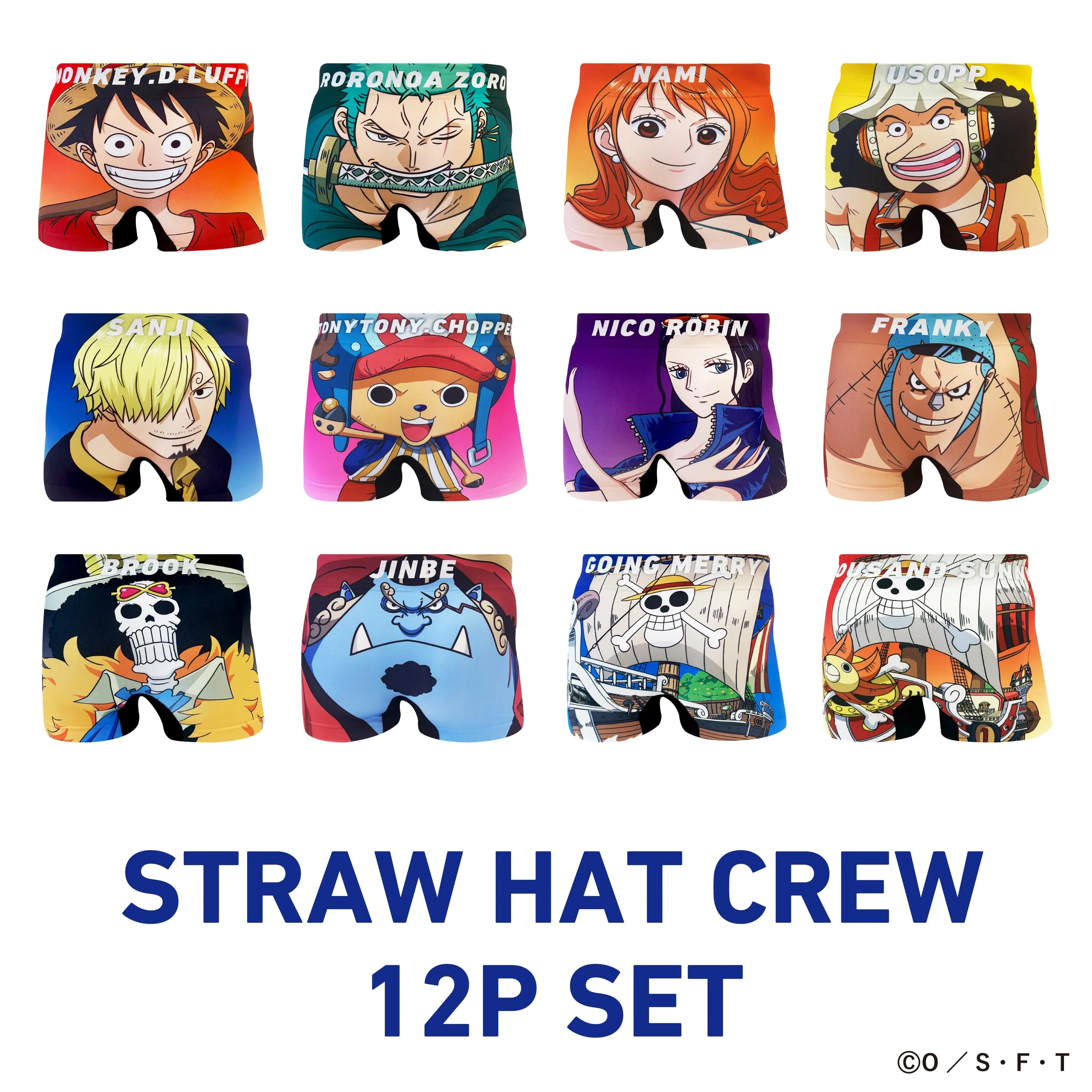 ＜ONE PIECE＞ STRAW HAT CREW 12P SET/麦わらの一味12点セット ワンピース アンダーパンツ メンズ/レディース/ユニセックス ポリエステルタイプ ボクサーパンツ