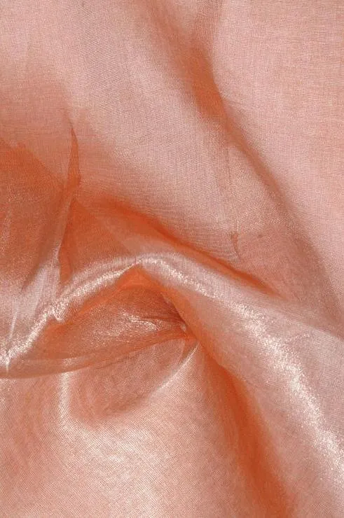 Orange Silver Metallic Organza Fabric