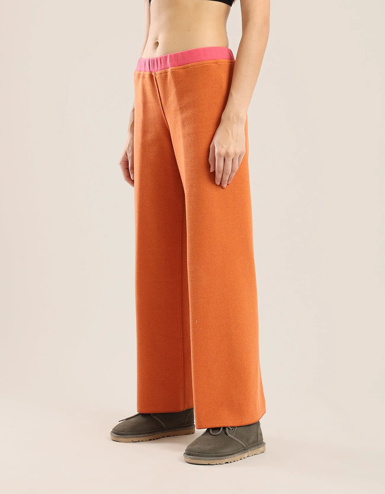 Reversible straight leg pants with contrasting colour