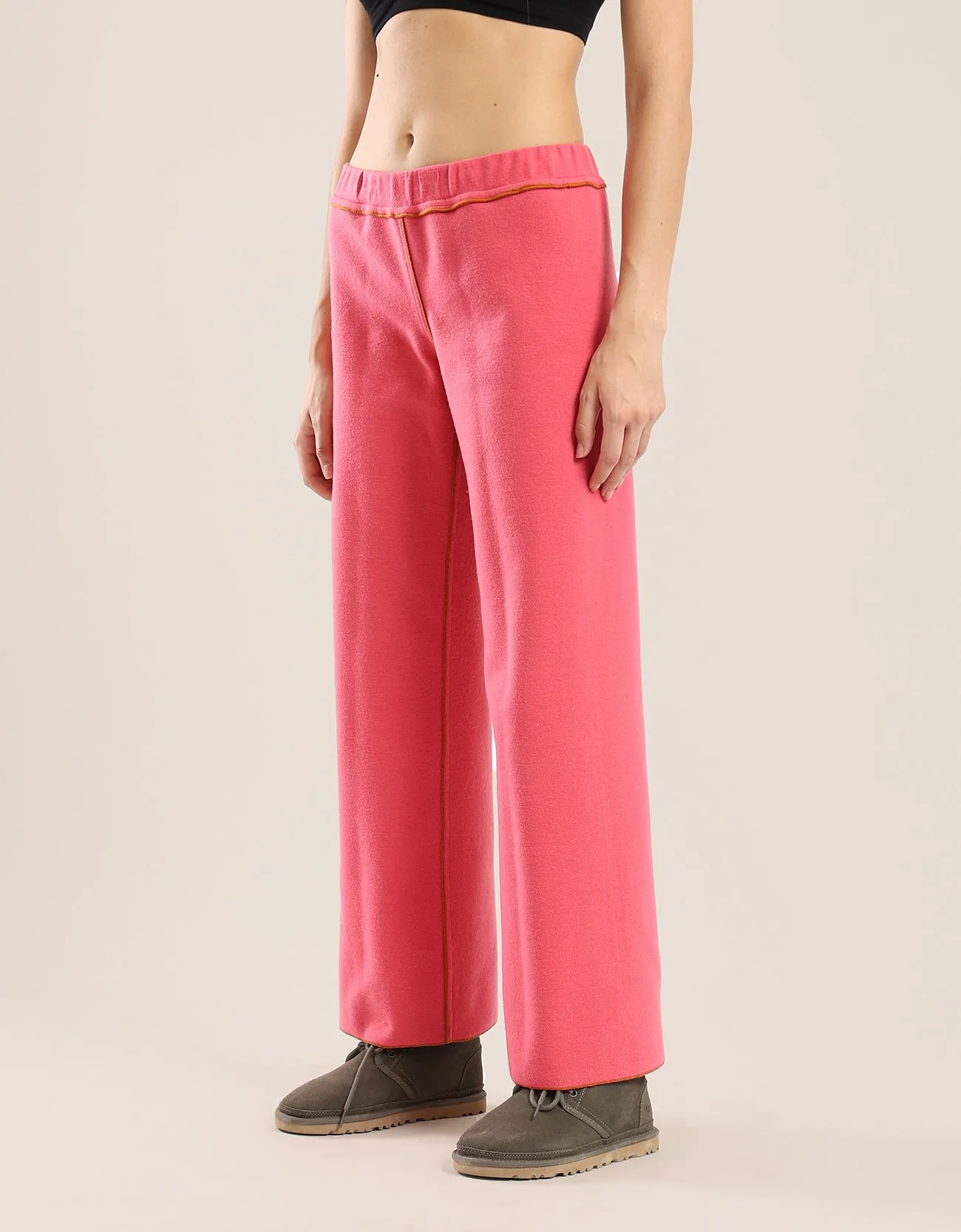 Reversible straight leg pants with contrasting colour