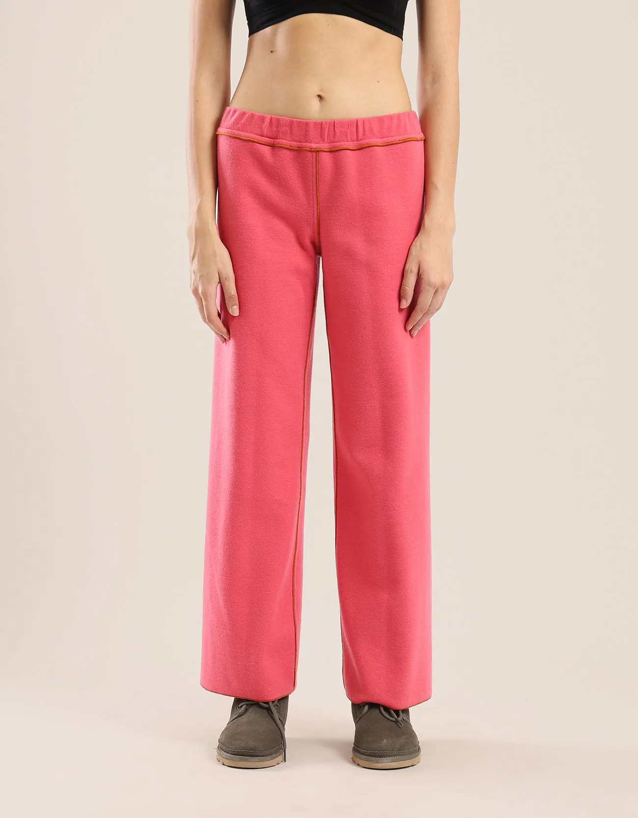 Reversible straight leg pants with contrasting colour