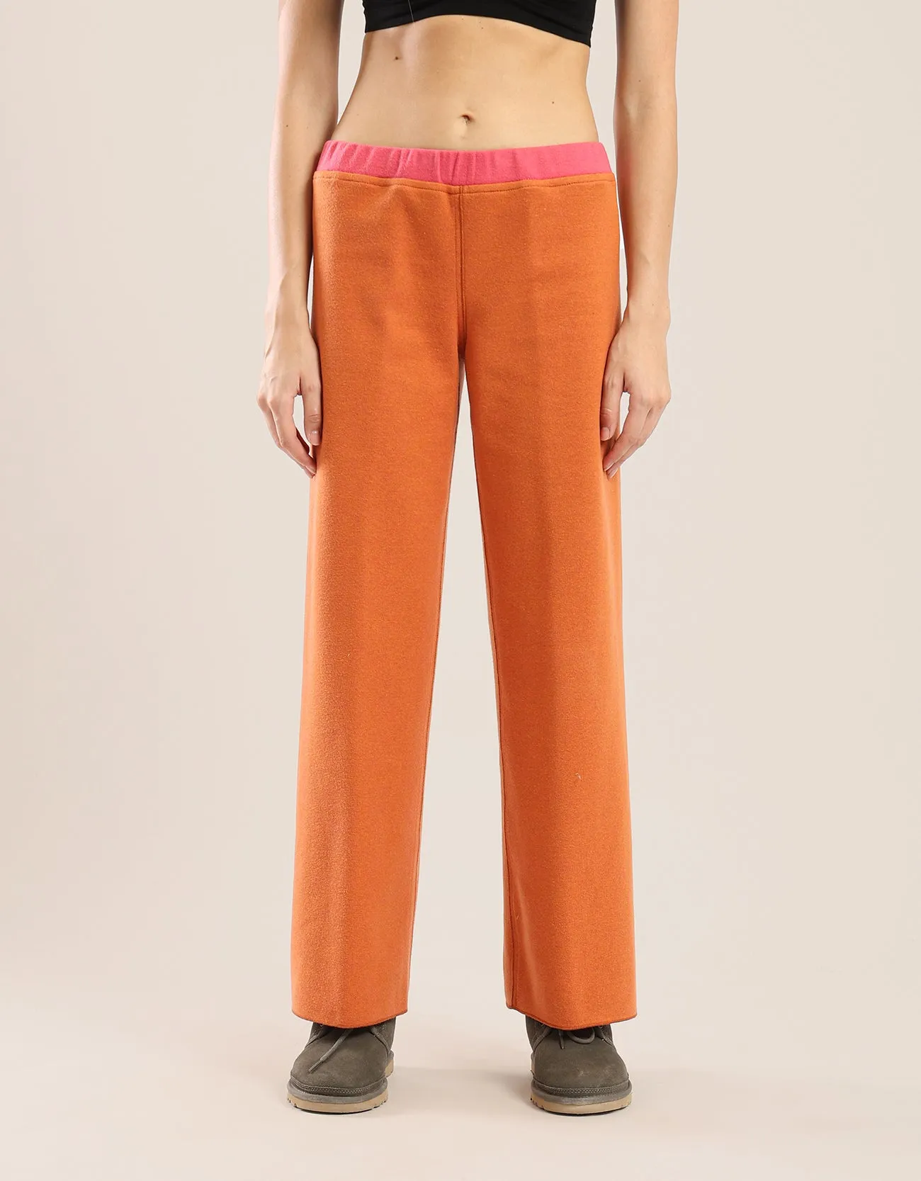 Reversible straight leg pants with contrasting colour