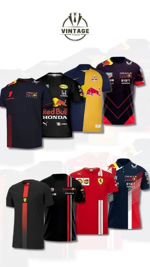 Rework Style F1 Redbull & Ferrari Ts & Polos -150 Pcs (10 Unique Designs)