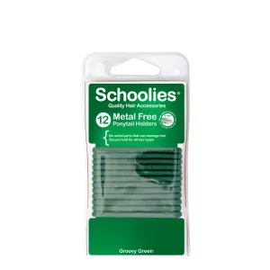 Schoolies Metal Free Ponytail Holders 12pc - Groovy Green