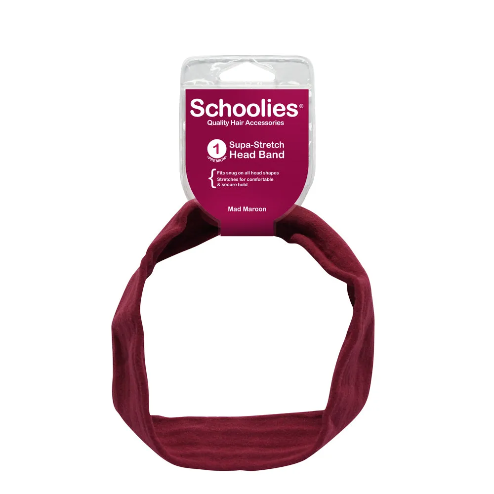 Schoolies Supa-Stretch Headband 1pc - Mad Maroon