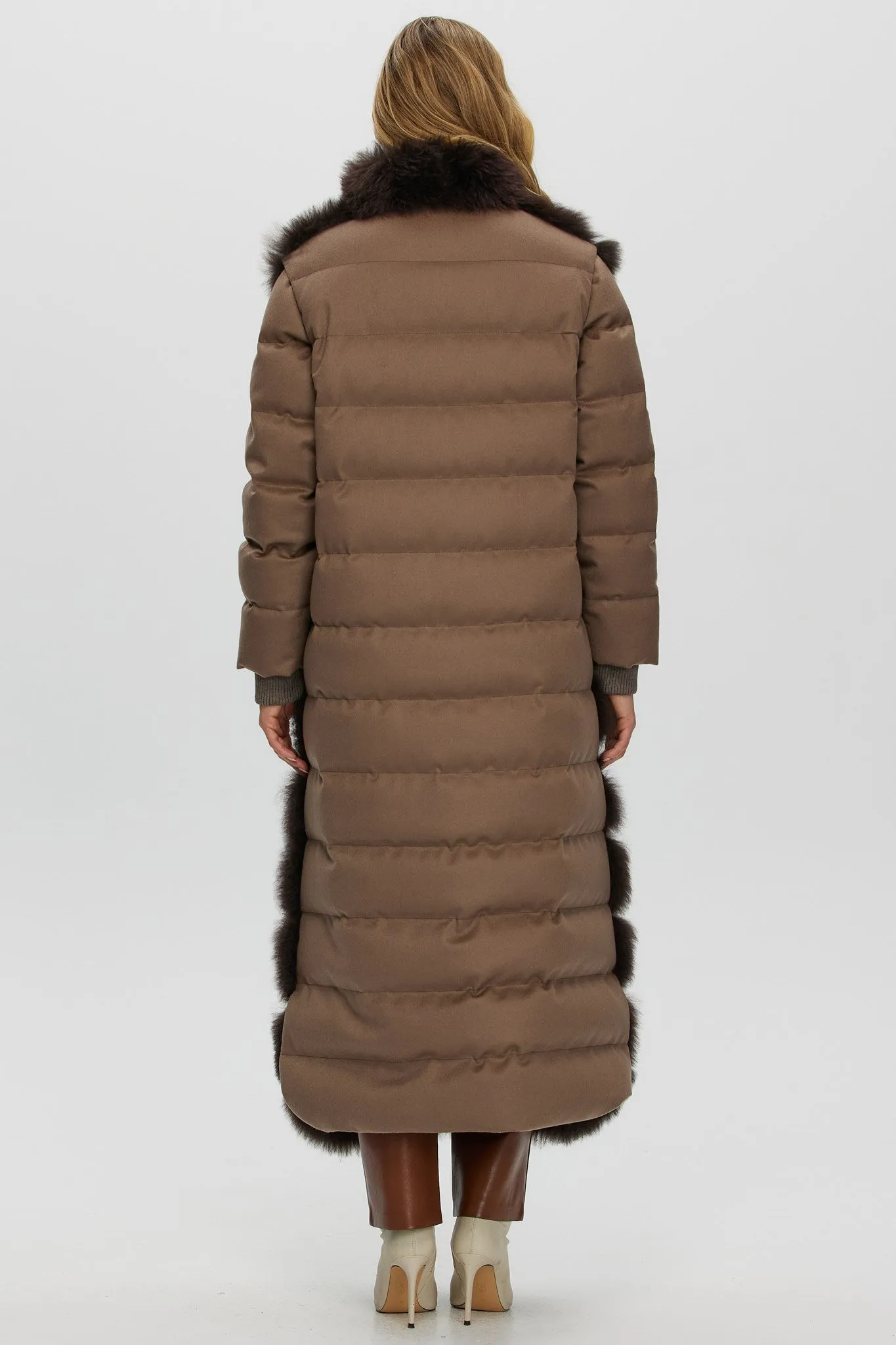 Select Cashmere Goat Diagonal Coat with Loro Piana Cashmere Sleeves and Back