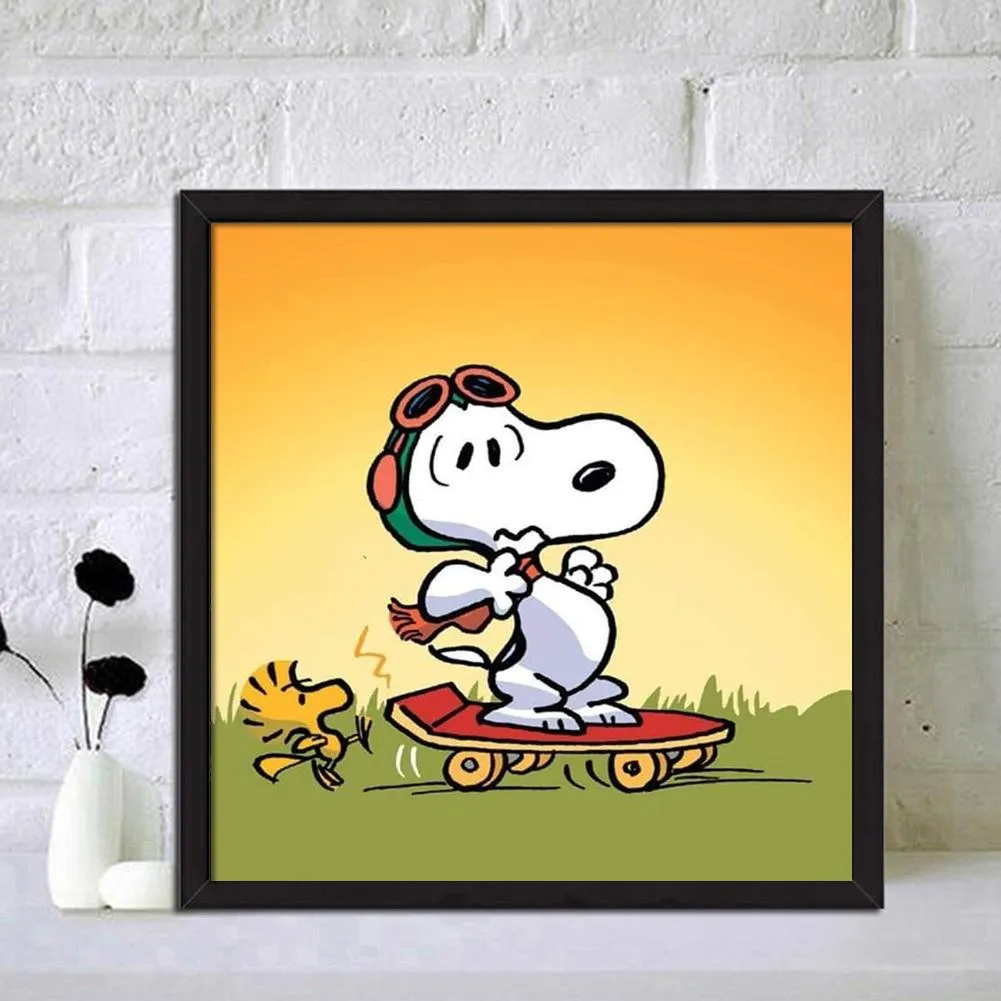 Snoopy Cartoon - Full Round Diamond - 30x30cm