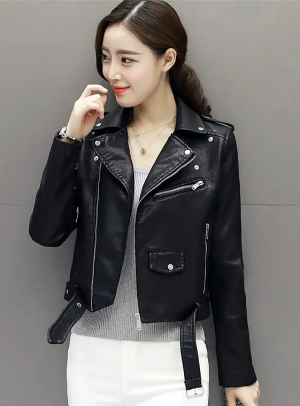 SOFT LEATHER JACKET ZIPPER MOTORCYCLE PU LEATHER JACKET