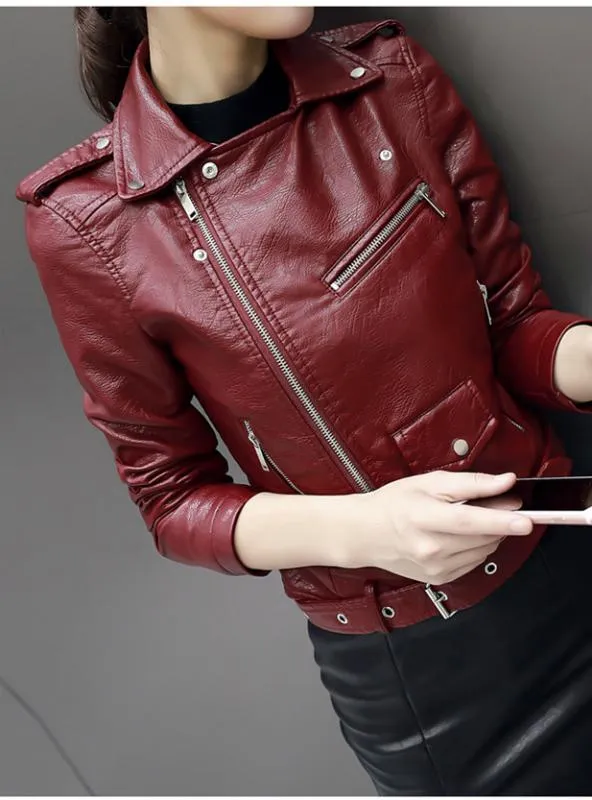 SOFT LEATHER JACKET ZIPPER MOTORCYCLE PU LEATHER JACKET