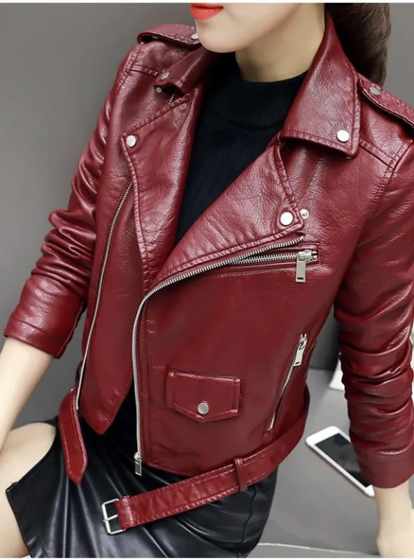 SOFT LEATHER JACKET ZIPPER MOTORCYCLE PU LEATHER JACKET