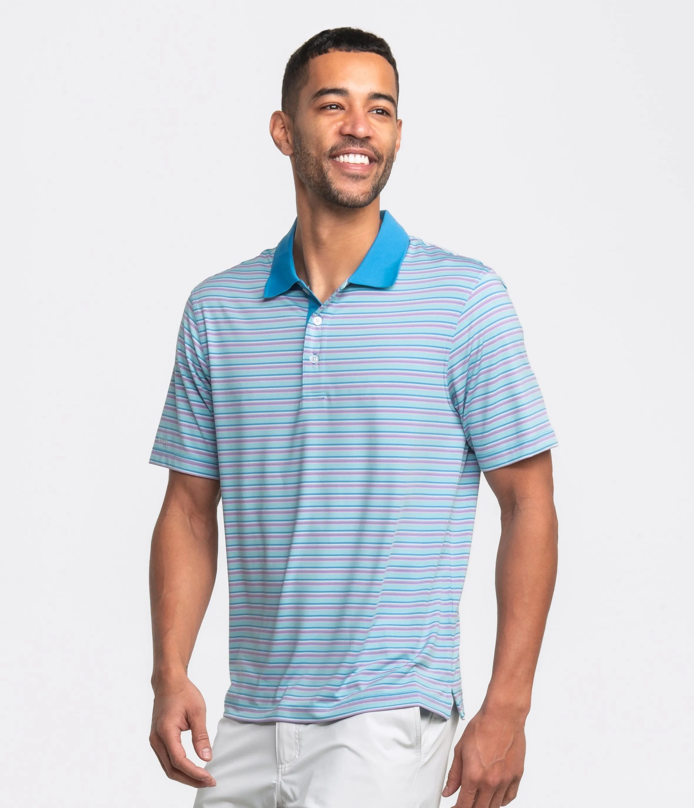 Somerset Stripe Polo - Tropical Teal