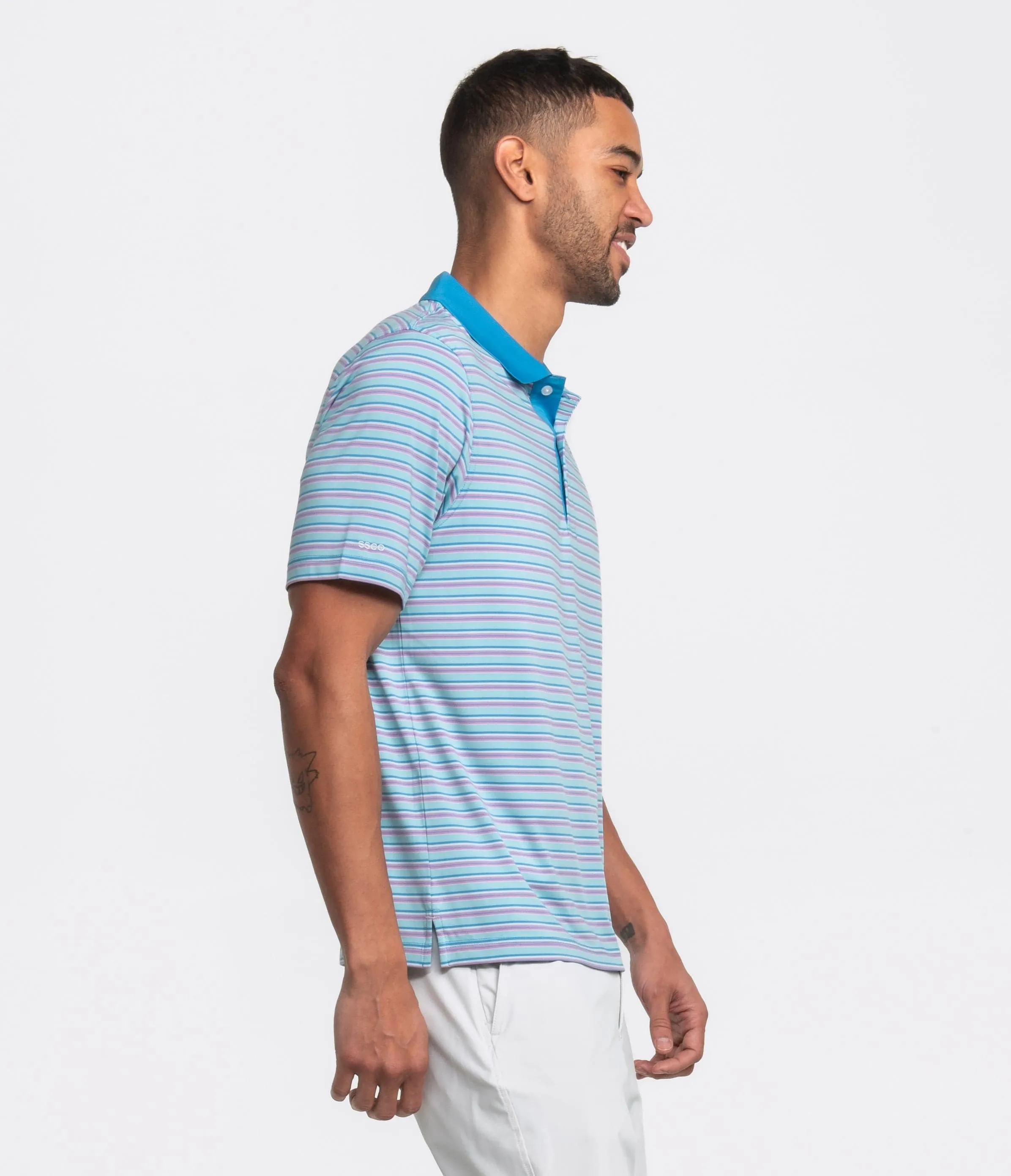 Somerset Stripe Polo - Tropical Teal