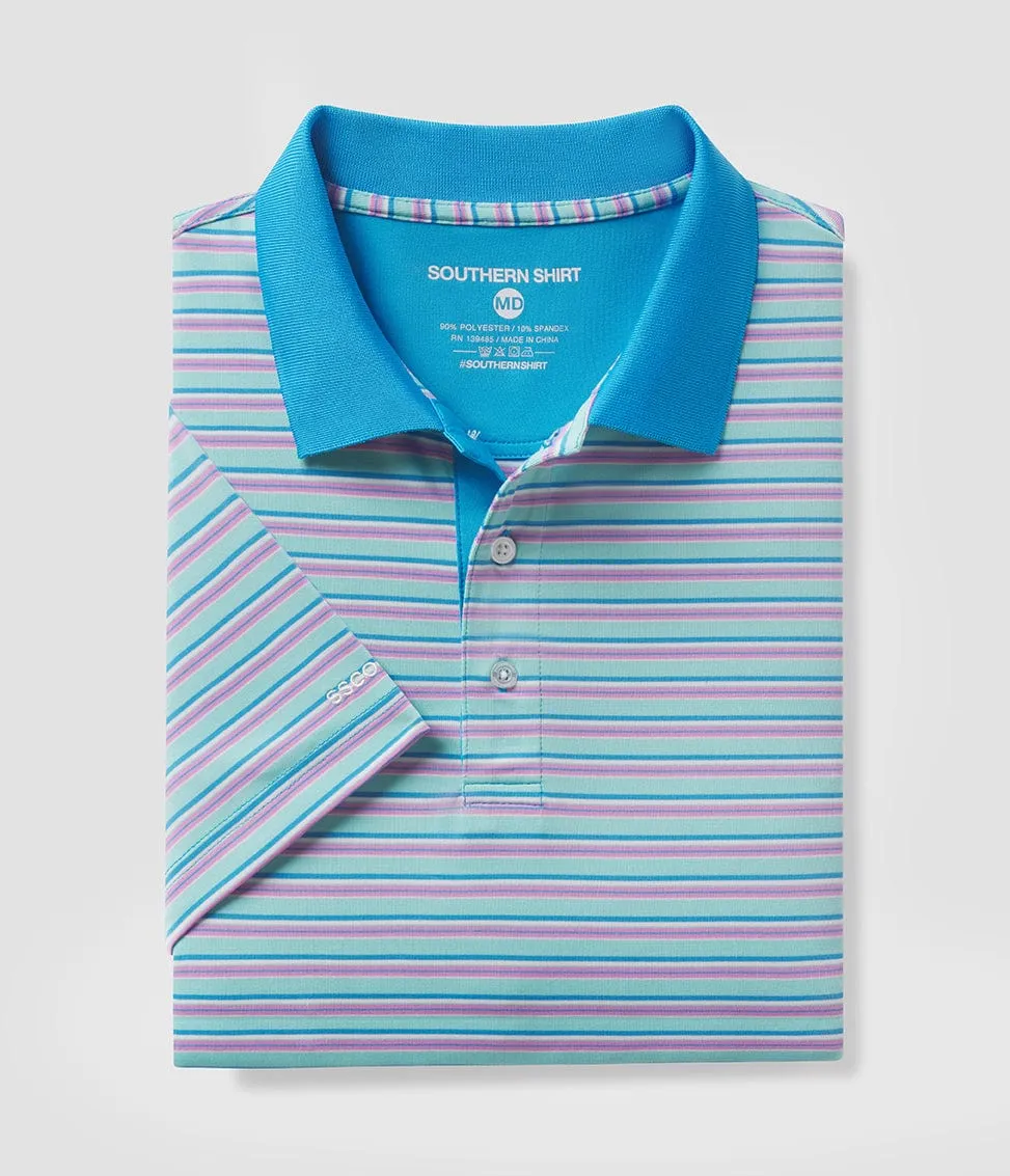 Somerset Stripe Polo - Tropical Teal