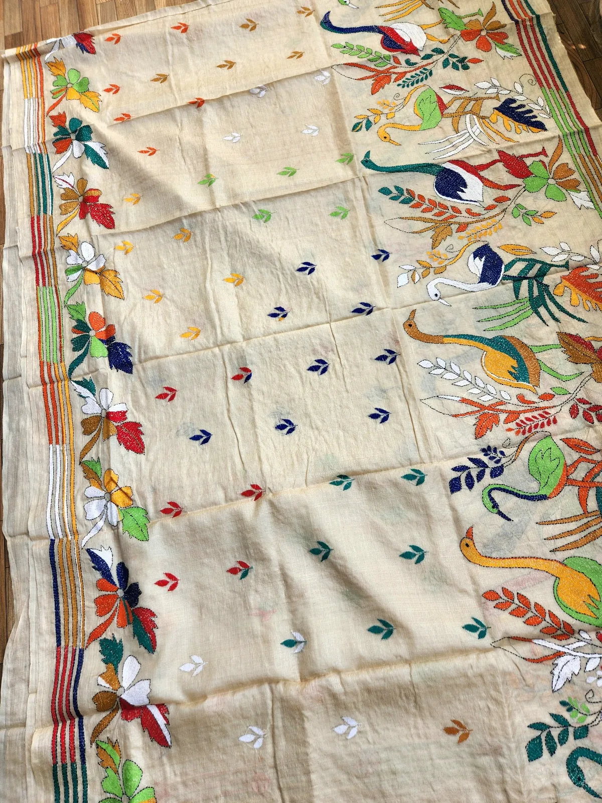 STORK FAMILY KANTHA SAREE