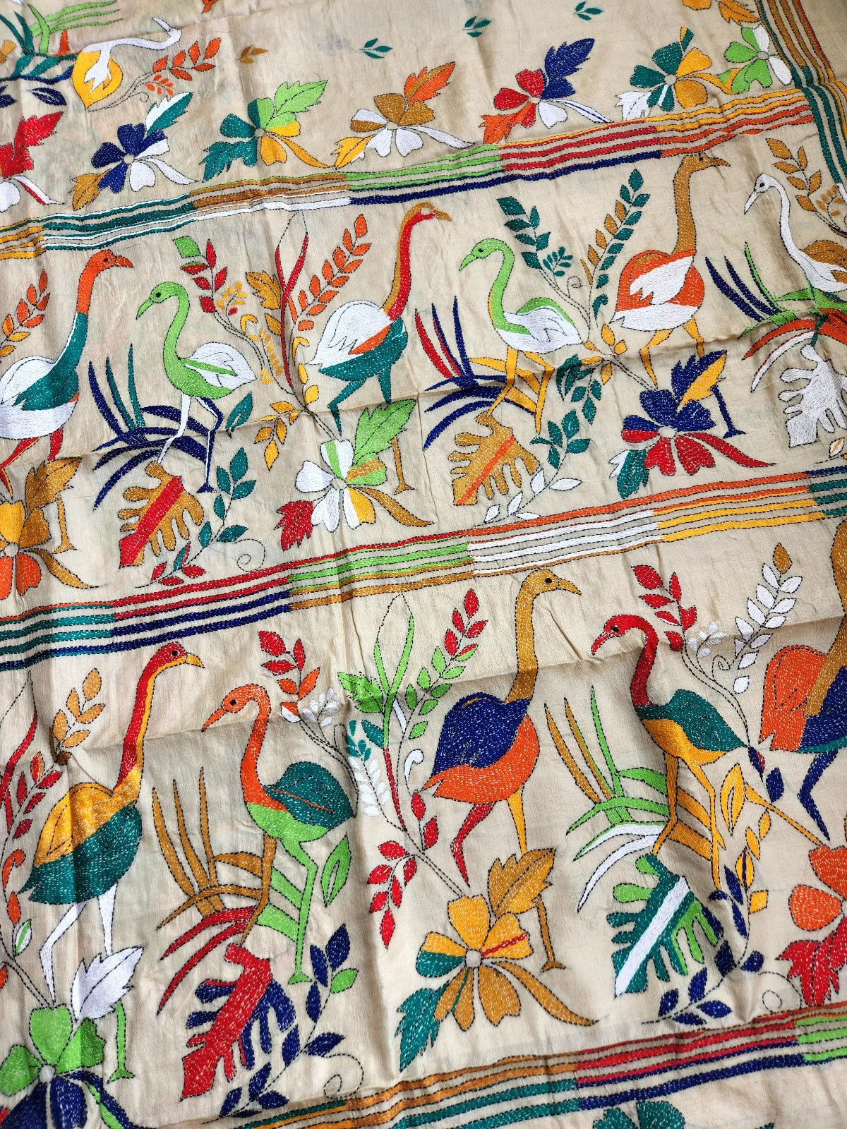 STORK FAMILY KANTHA SAREE