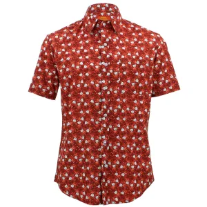 Tailored Fit Short Sleeve Shirt - Orange Cats & Fish