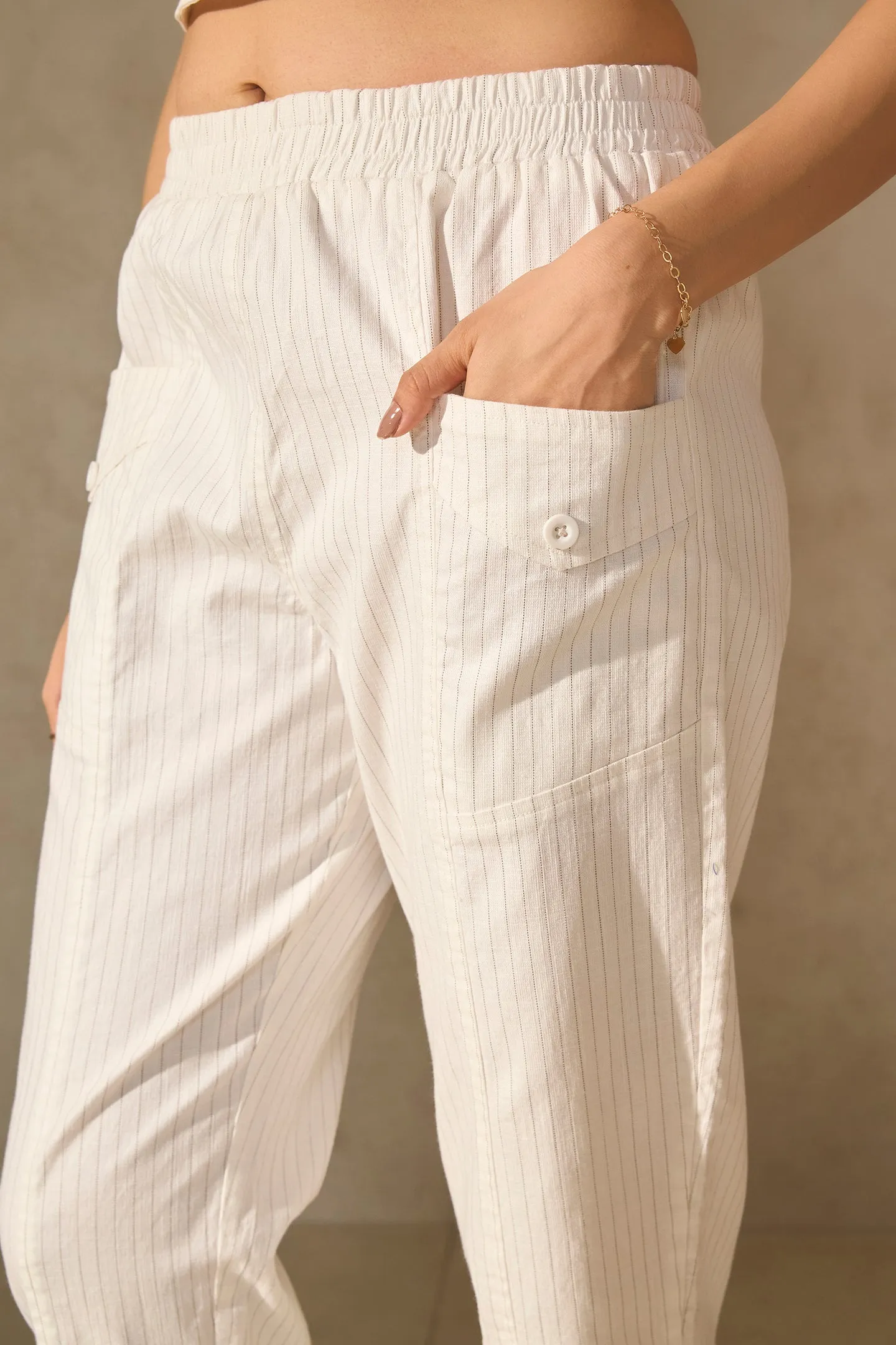 Thalia|Tapered Linen Trousers