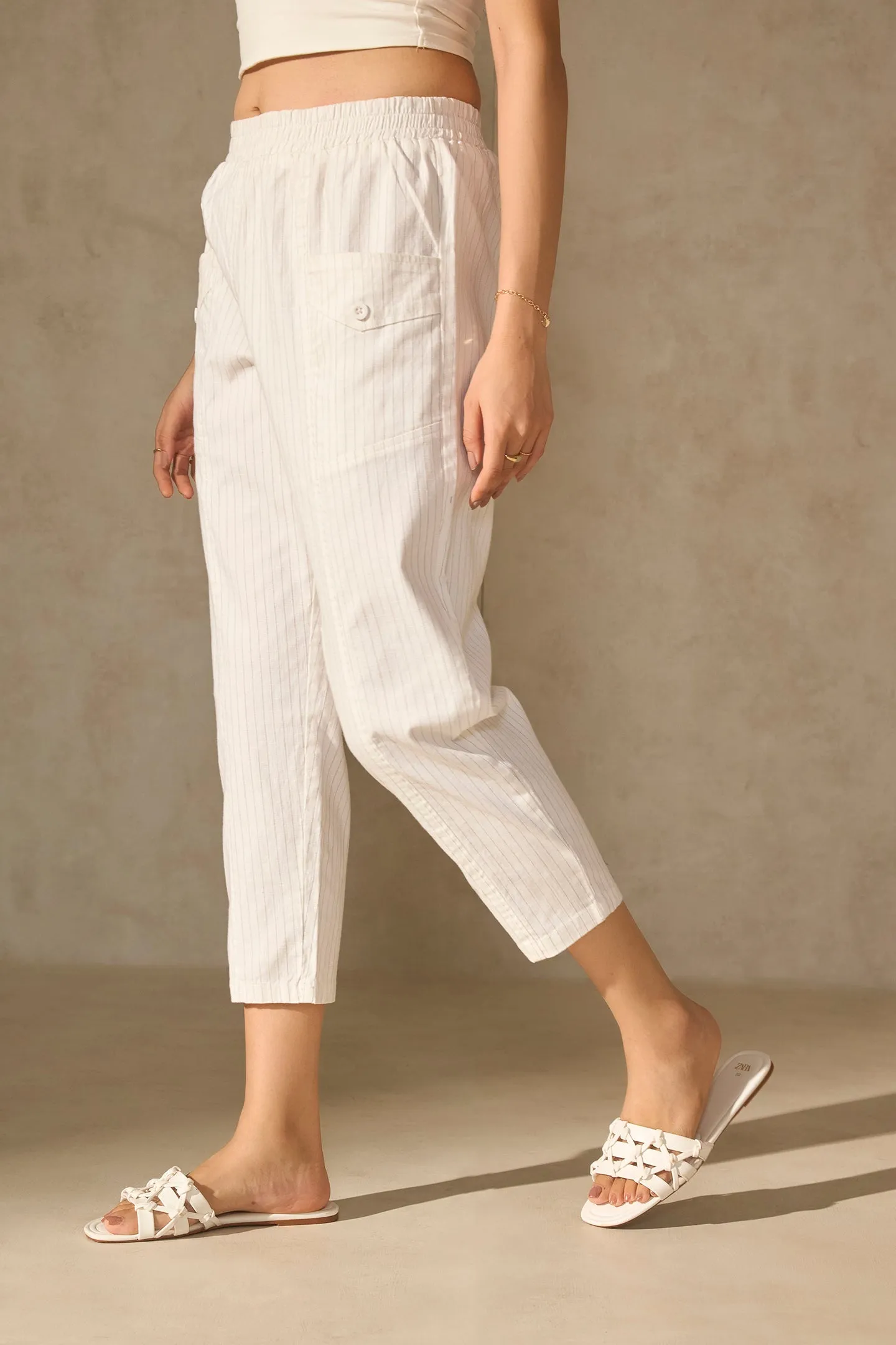 Thalia|Tapered Linen Trousers