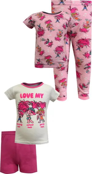 Trolls Love My Hair 4 Piece Cotton Toddler Pajama