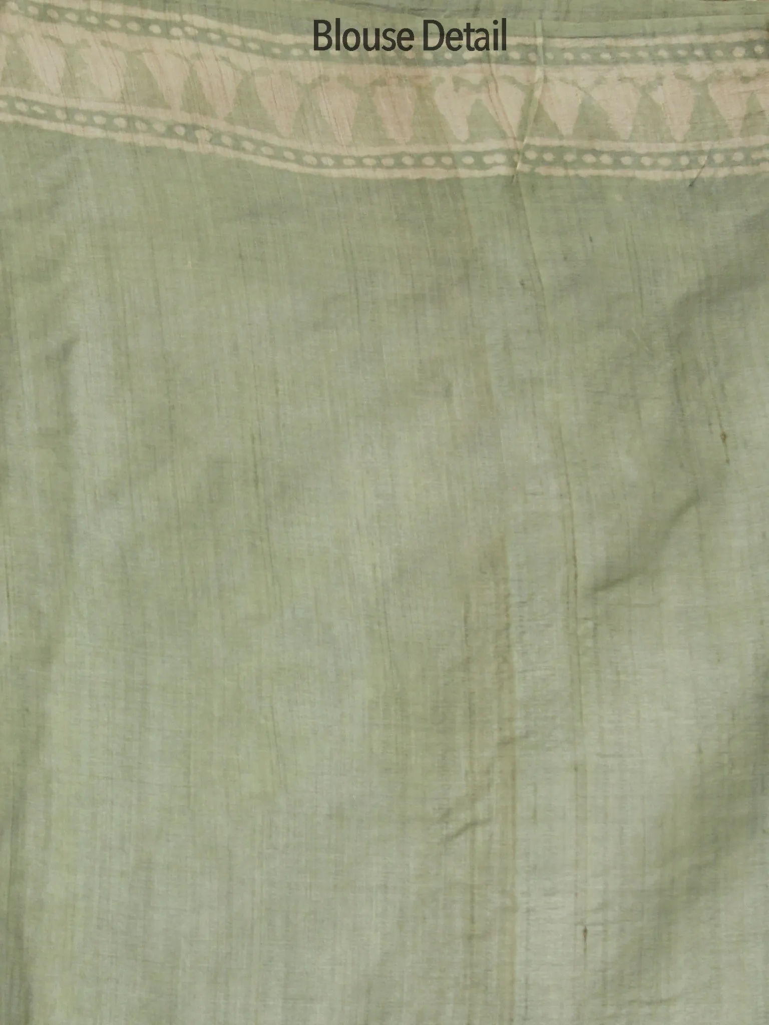 Tussar Handloom Silk Hand Block Printed Saree in Pistachio Green Ivory - S031702532