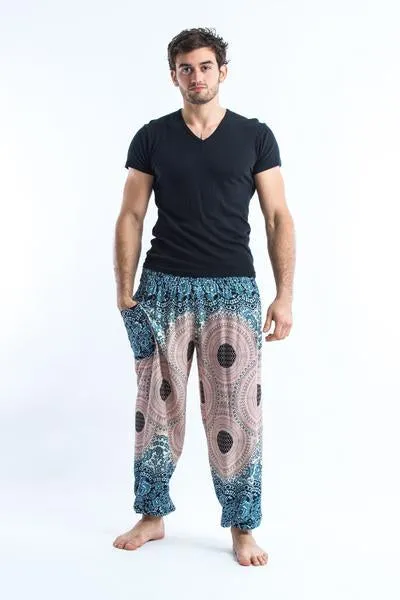 Unisex Geometric Mandalas Harem Pants in Silver Gray