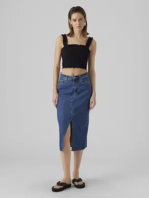 Veri Calf Denim Skirt - Medium Blue