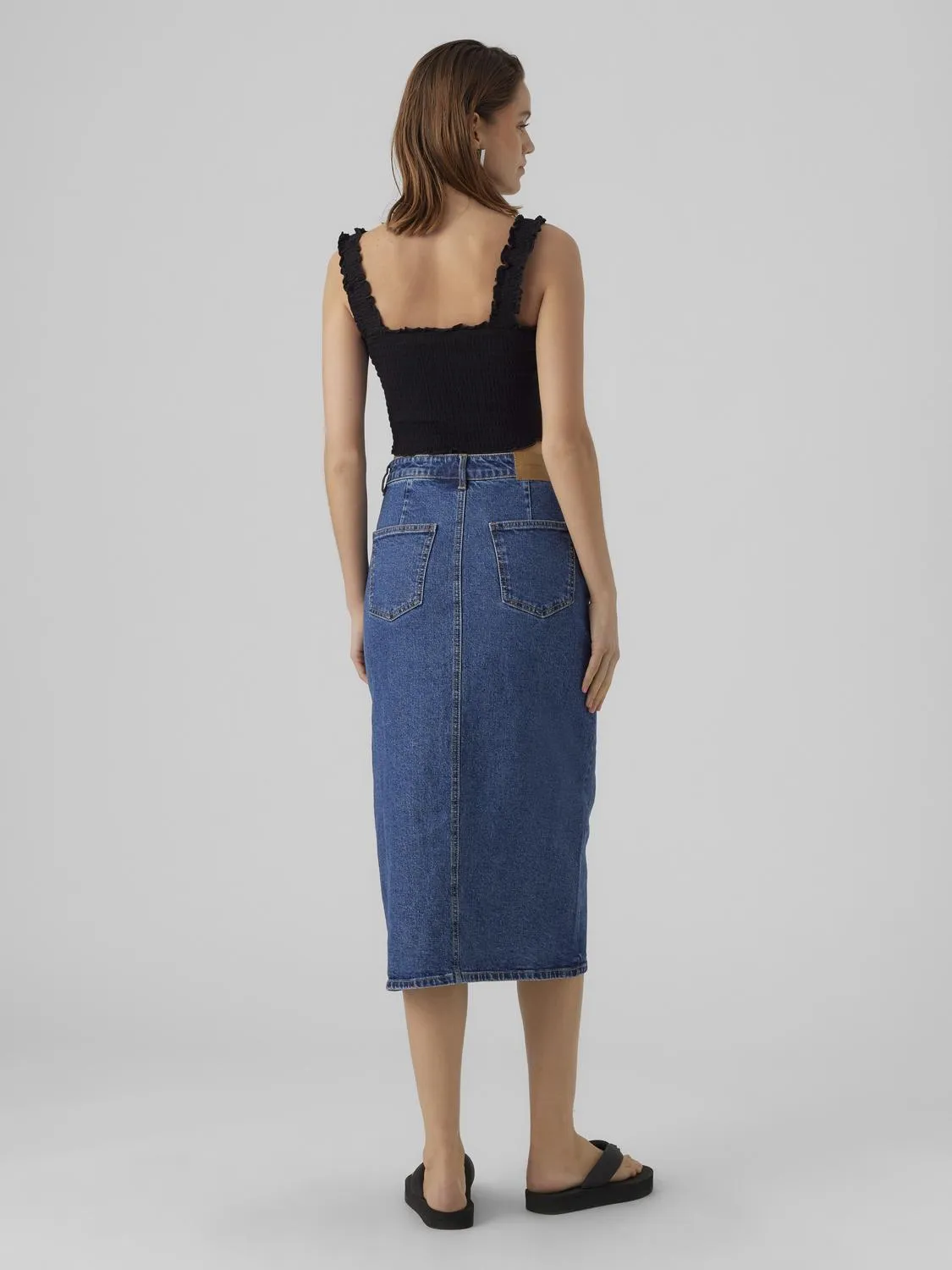 Veri Calf Denim Skirt - Medium Blue