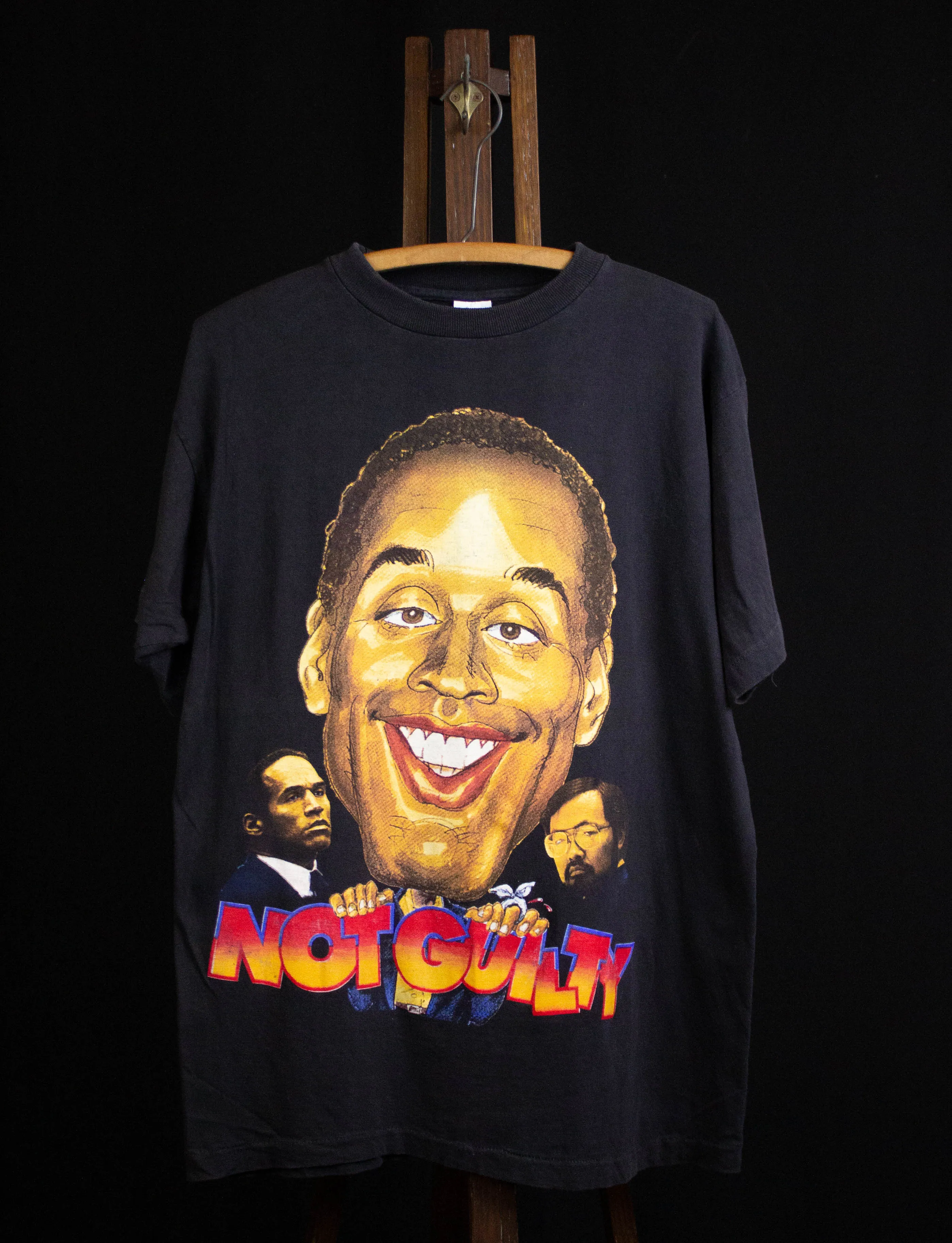 Vintage 1995 OJ Simpson Cartoon Big Head "Not Guilty" Graphic T Shirt Large