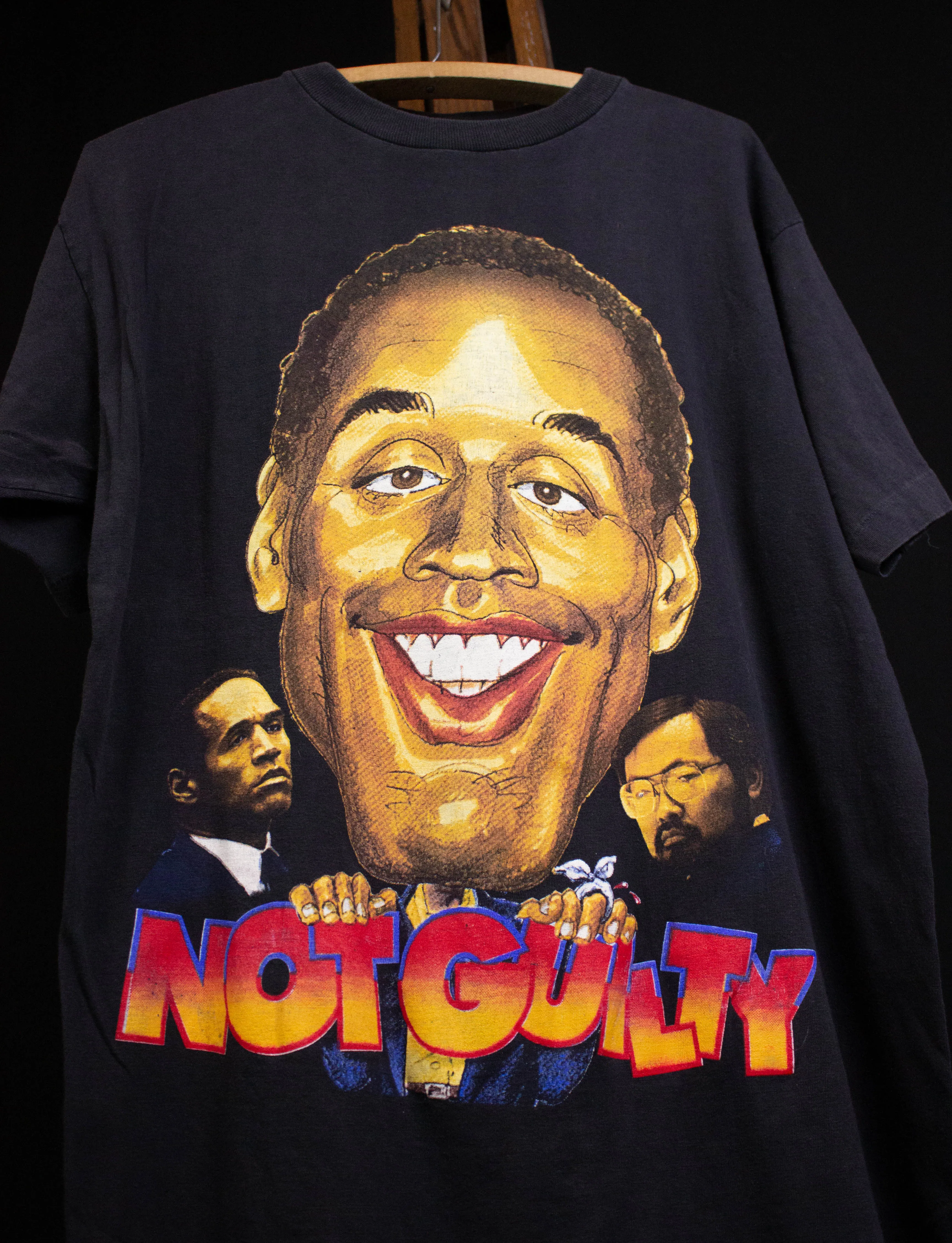 Vintage 1995 OJ Simpson Cartoon Big Head "Not Guilty" Graphic T Shirt Large