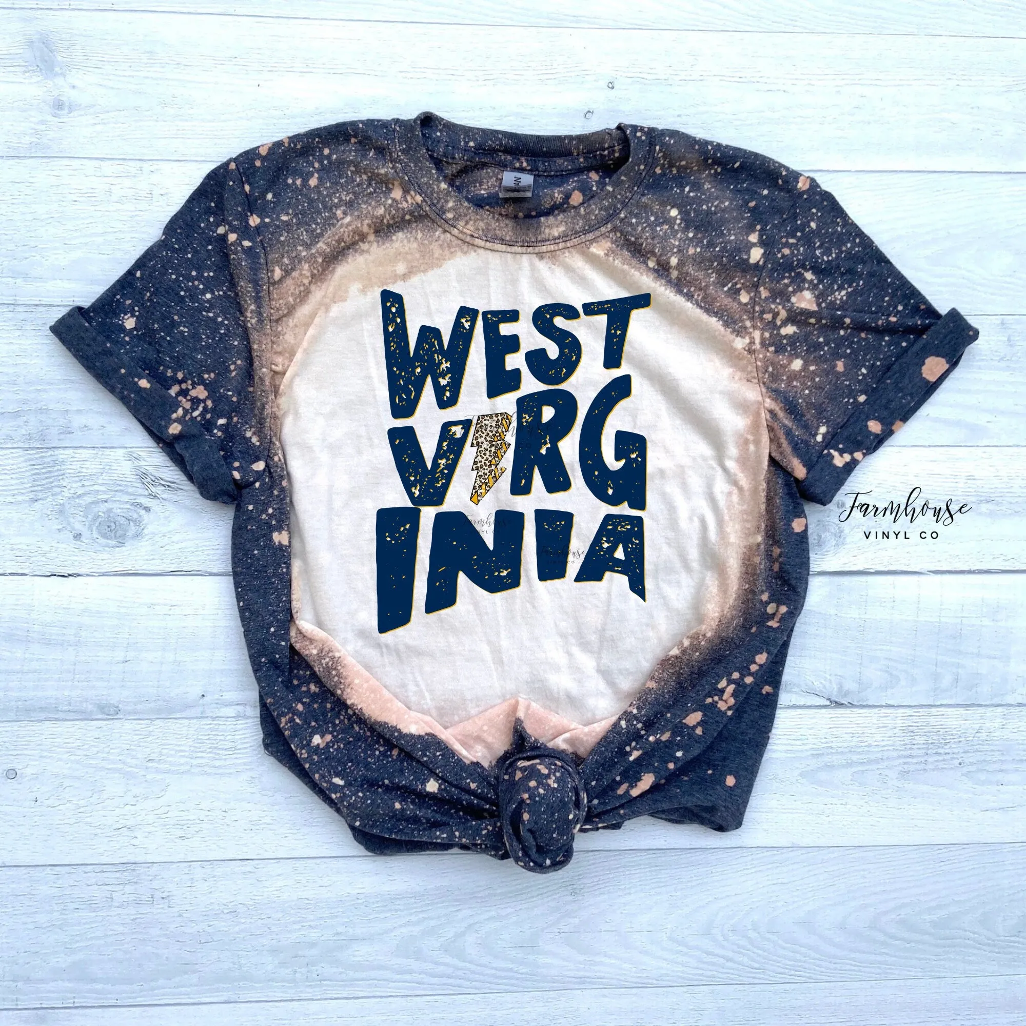 West Virginia Distressed Leopard Shirt