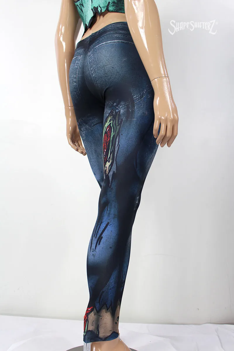 Women's 'ZOMBIE JEAN LEGGINGS'- Sportswear/Costume