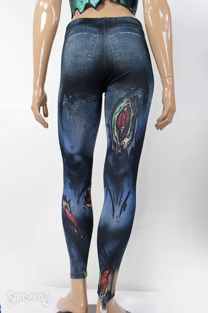 Women's 'ZOMBIE JEAN LEGGINGS'- Sportswear/Costume