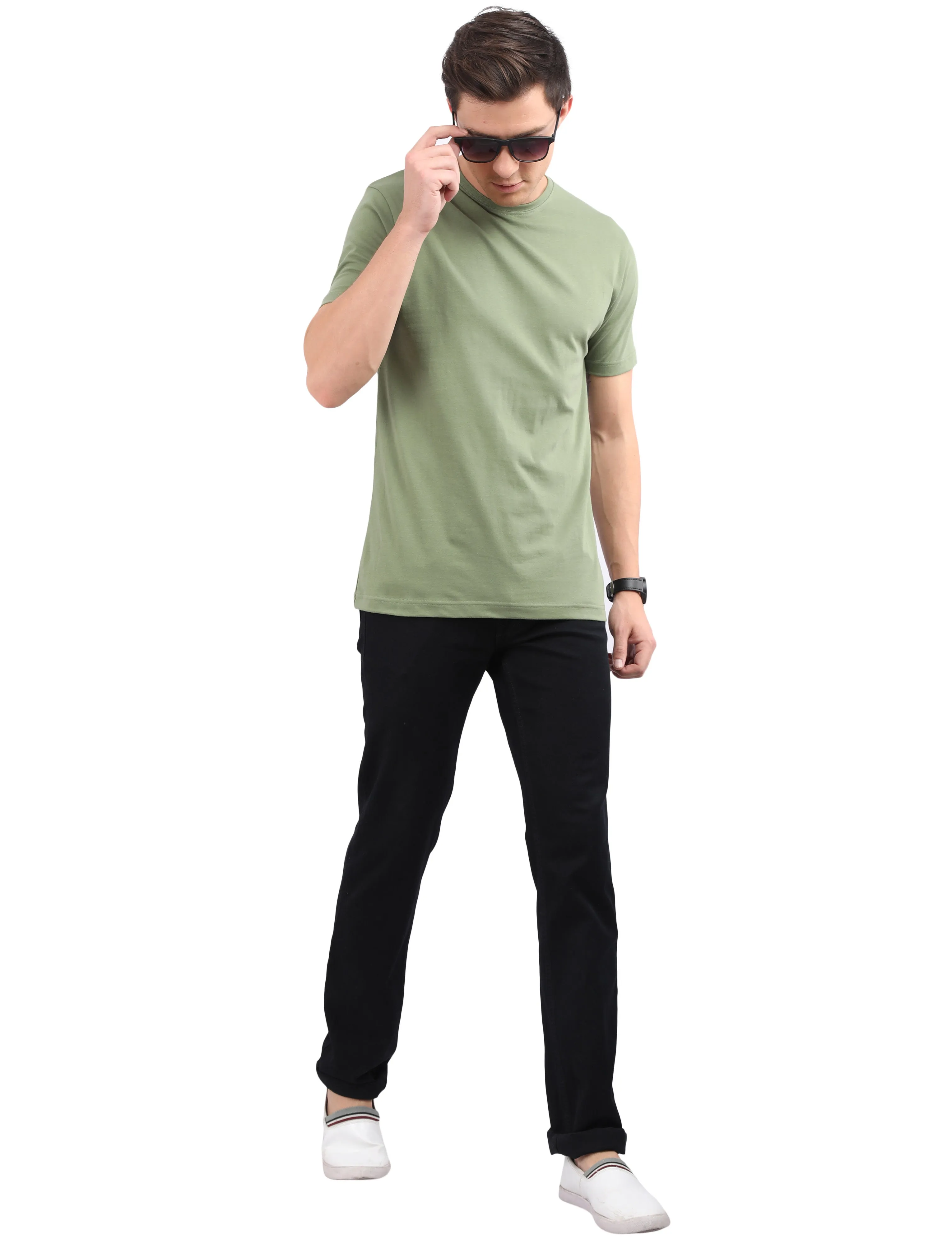 Woodwose Organic Clothing Men's Regular Fit Organic Cotton T-shirt - Olive Green