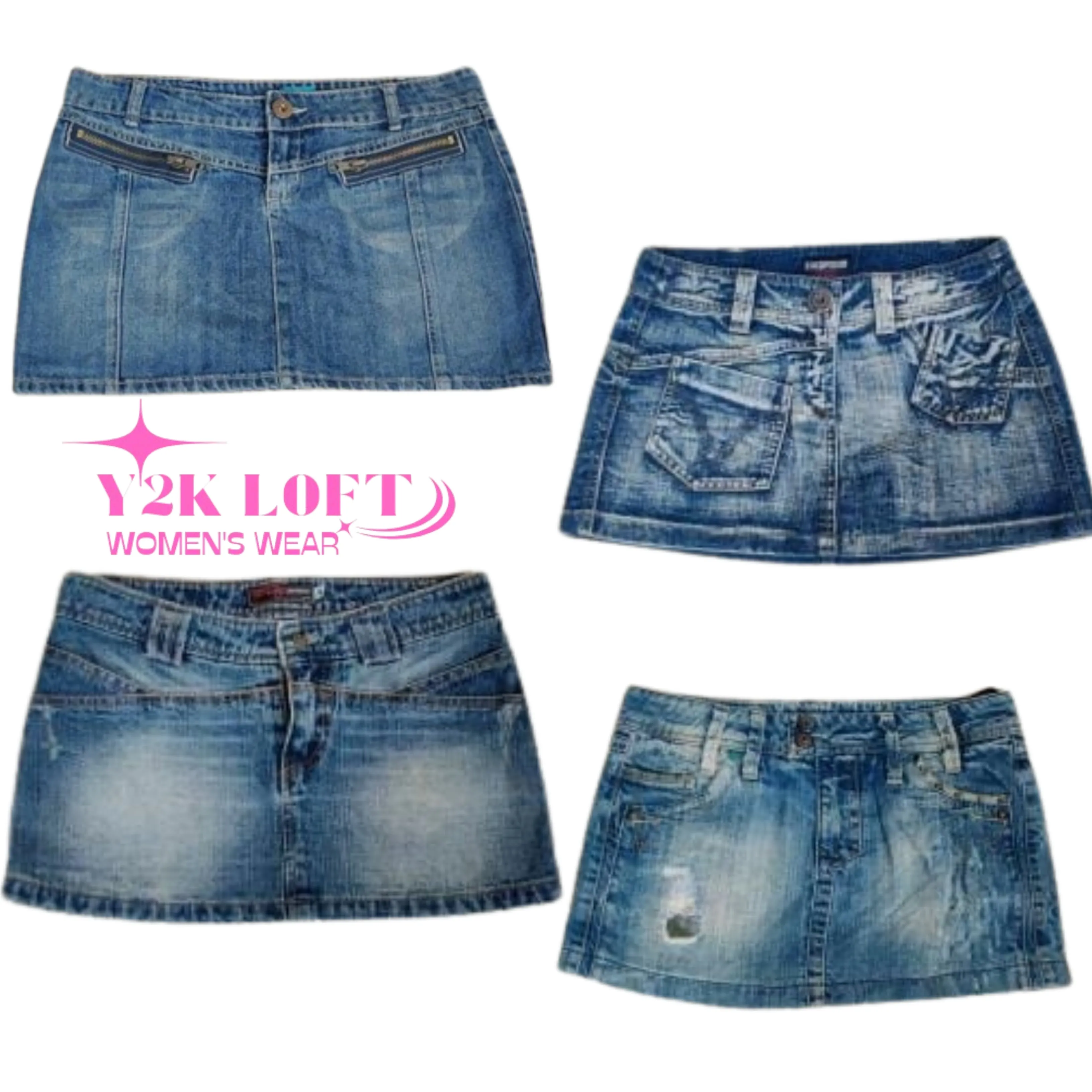 Y2K European Denim Micro Mini Skirts