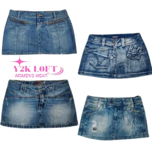 Y2K European Denim Micro Mini Skirts