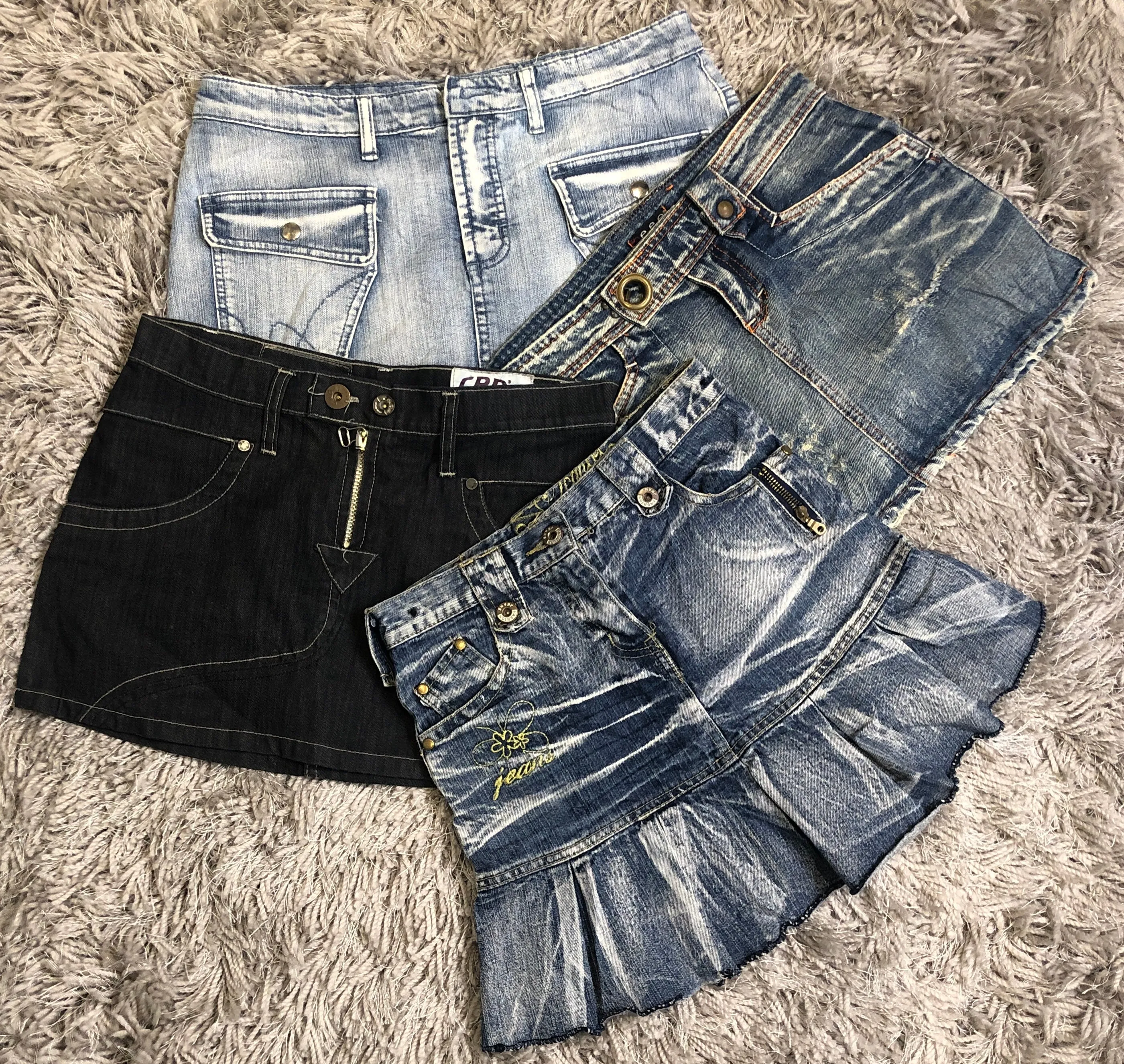 Y2K Grunge Denim Micro Mini Skirt