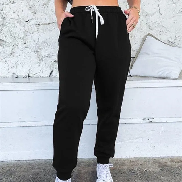 Yeknu Woman Pants Streetwear Korean Style Loose Joggers Women Sweatpants Grey High Waist  Comfort Simple Basic Casual Fashion Trousers