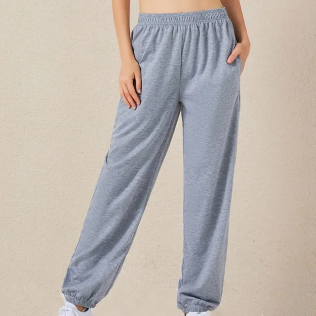 Yeknu Woman Pants Streetwear Korean Style Loose Joggers Women Sweatpants Grey High Waist  Comfort Simple Basic Casual Fashion Trousers