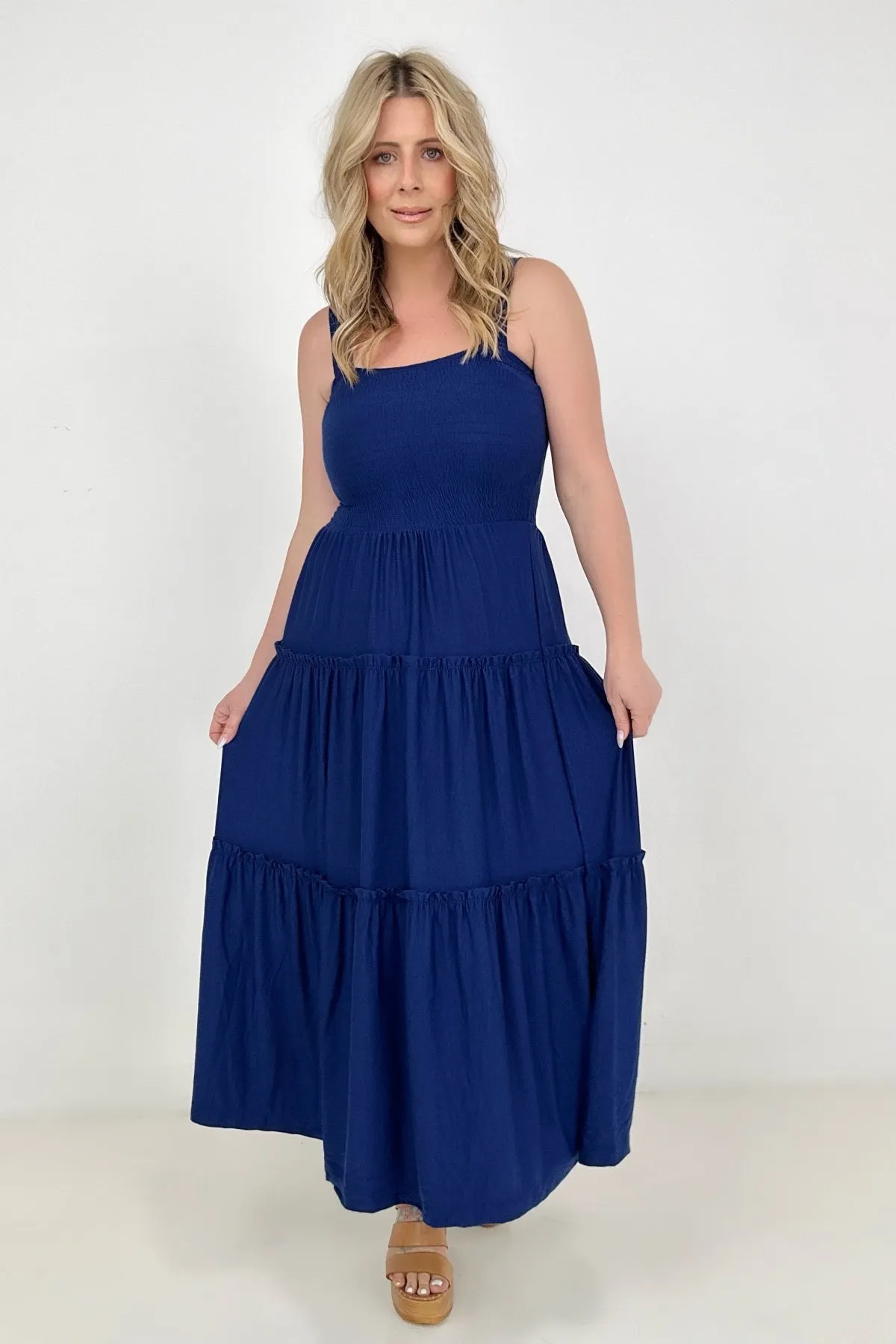 Zenana Smocked Tiered Maxi Dress