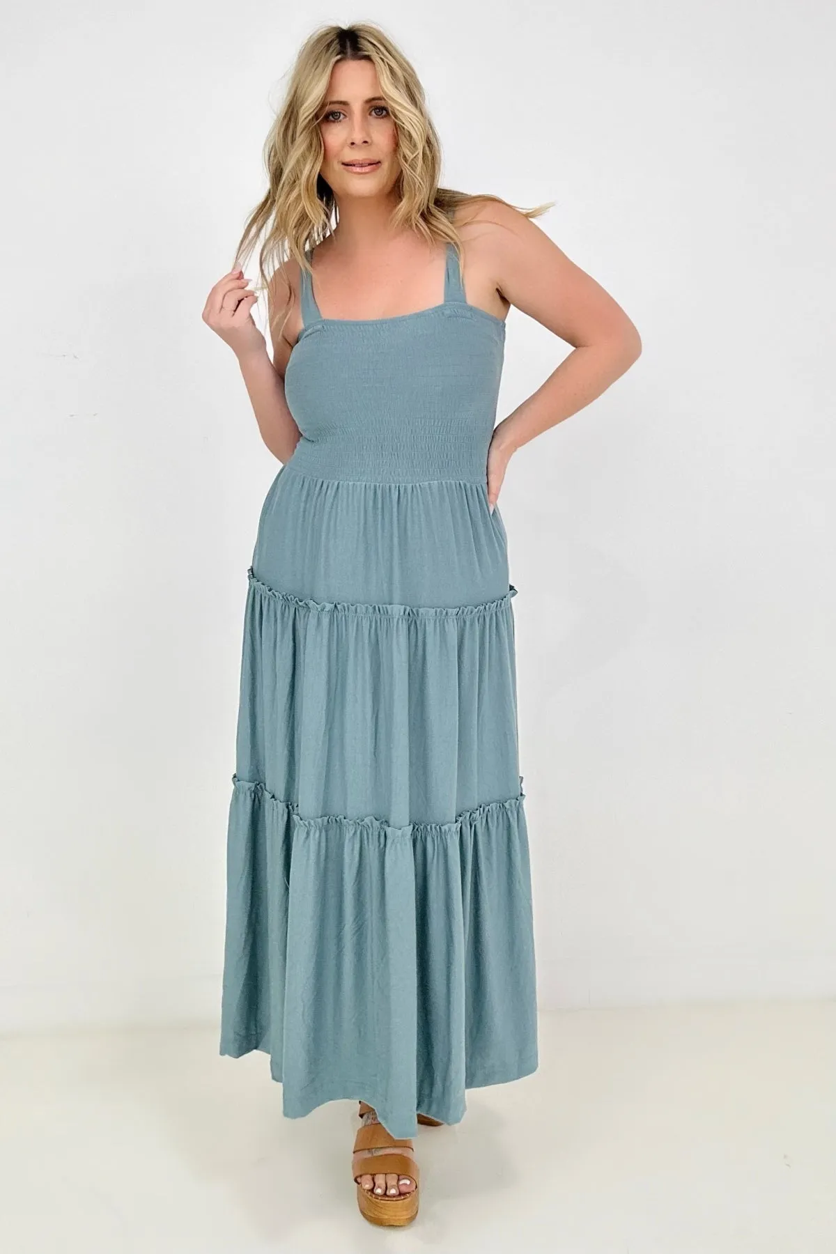 Zenana Smocked Tiered Maxi Dress