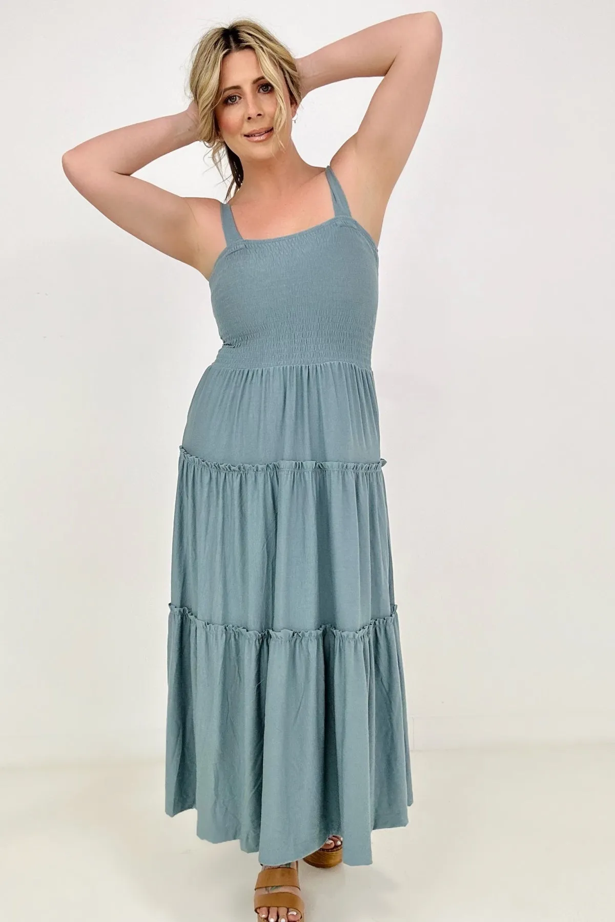 Zenana Smocked Tiered Maxi Dress